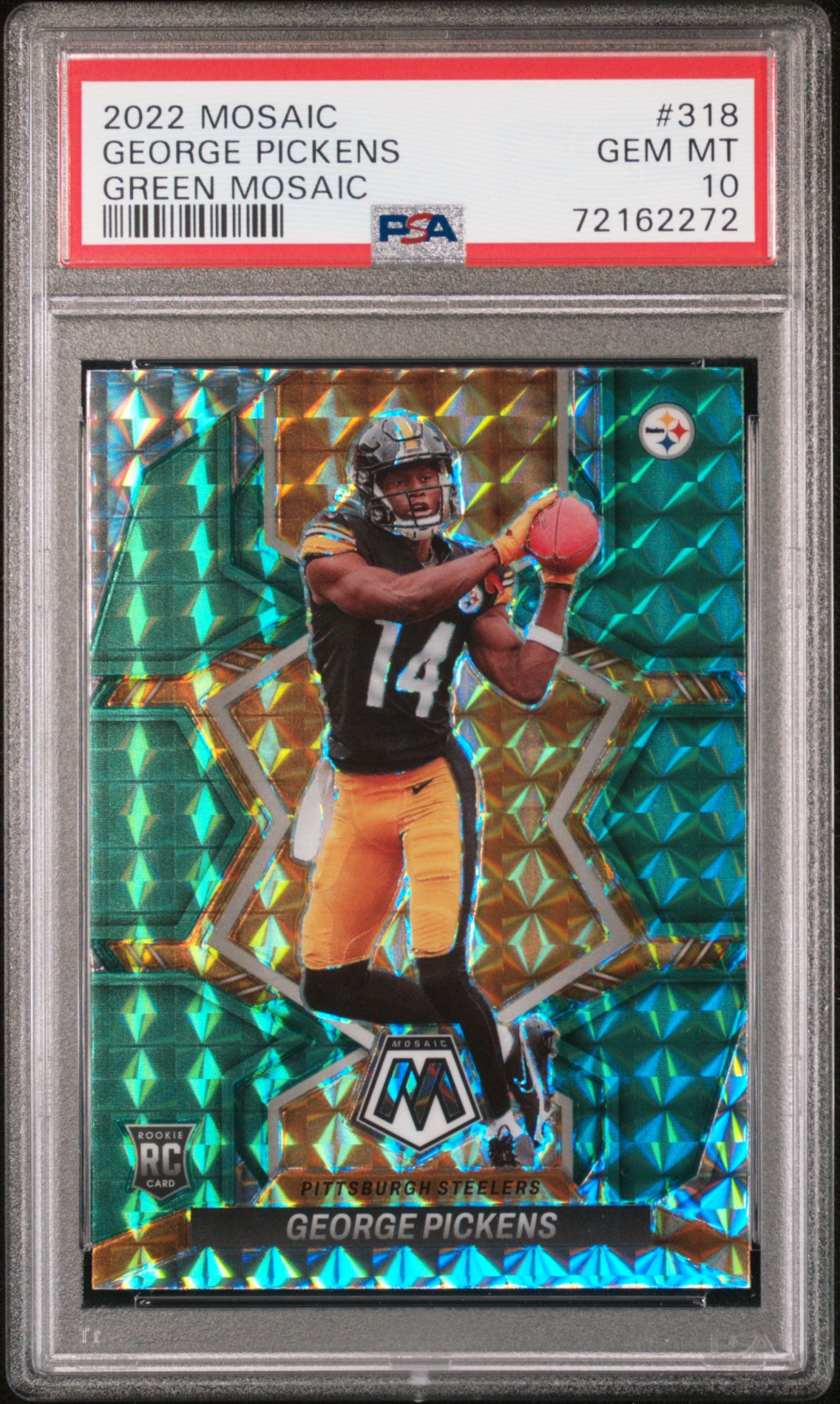 2022 Panini Mosaic Green Mosaic Prizm George Pickens #318 PSA 10