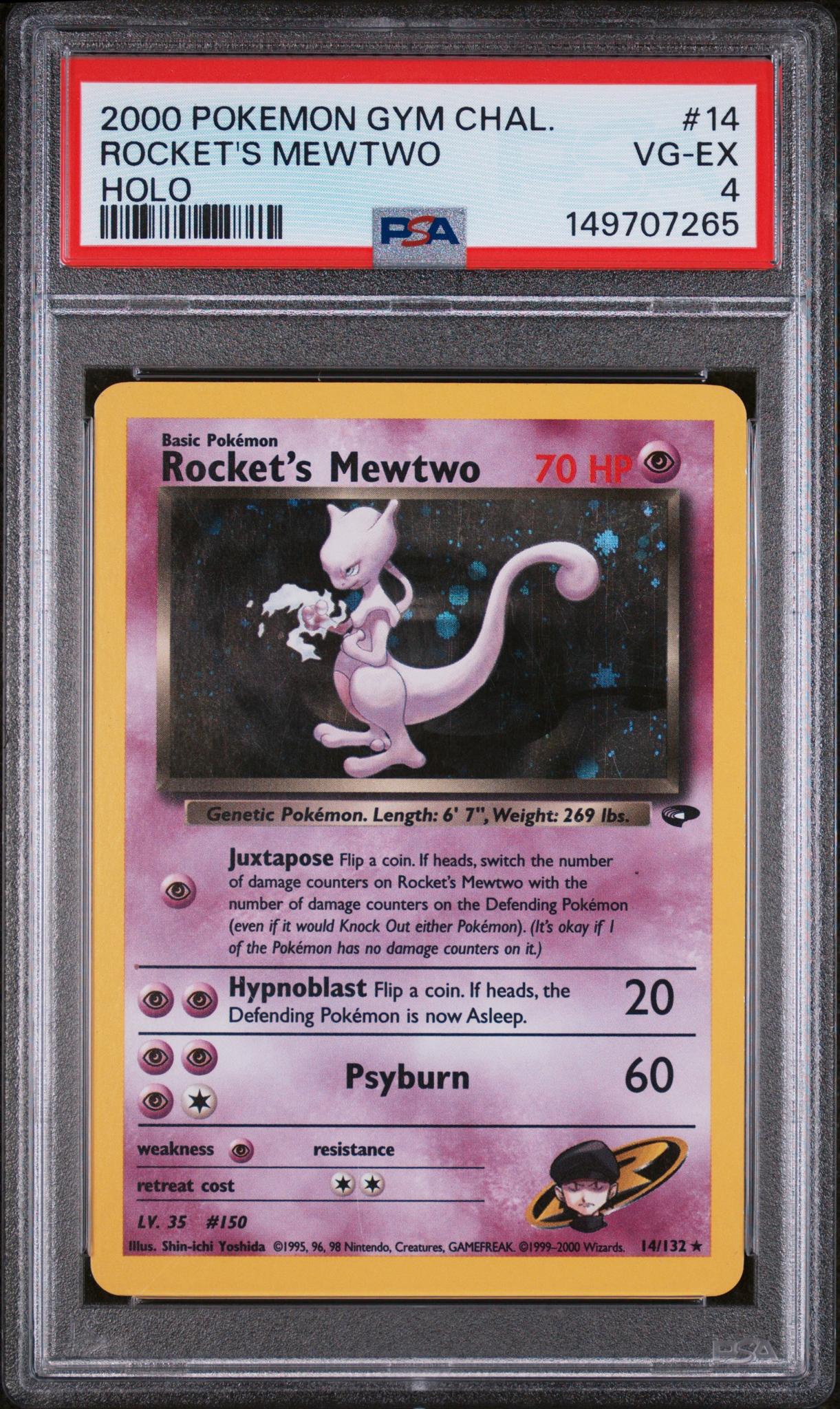 2000 Pokemon Gym Challenge Holo Rocket's Mewtwo #14 PSA 4