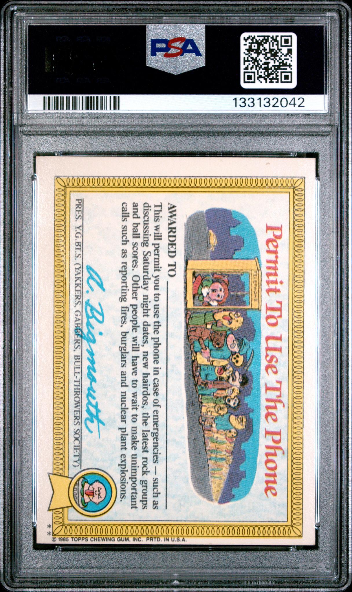 1985 Garbage Pail Kids Stickers Glossy Bugged Bert #11b PSA 7