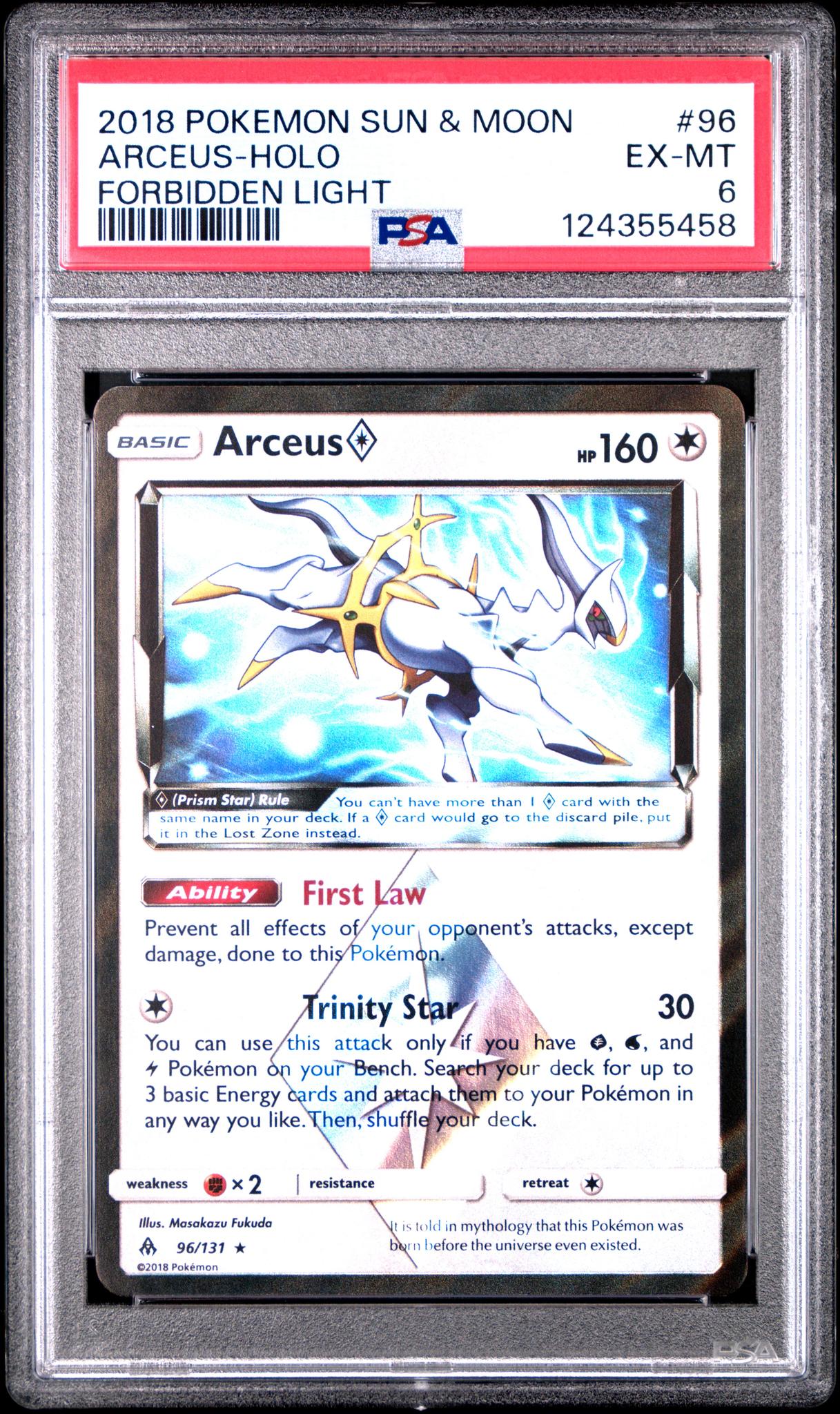 2018 Pokemon Sun and Moon Forbidden Light Holo Arceus #96 PSA 6