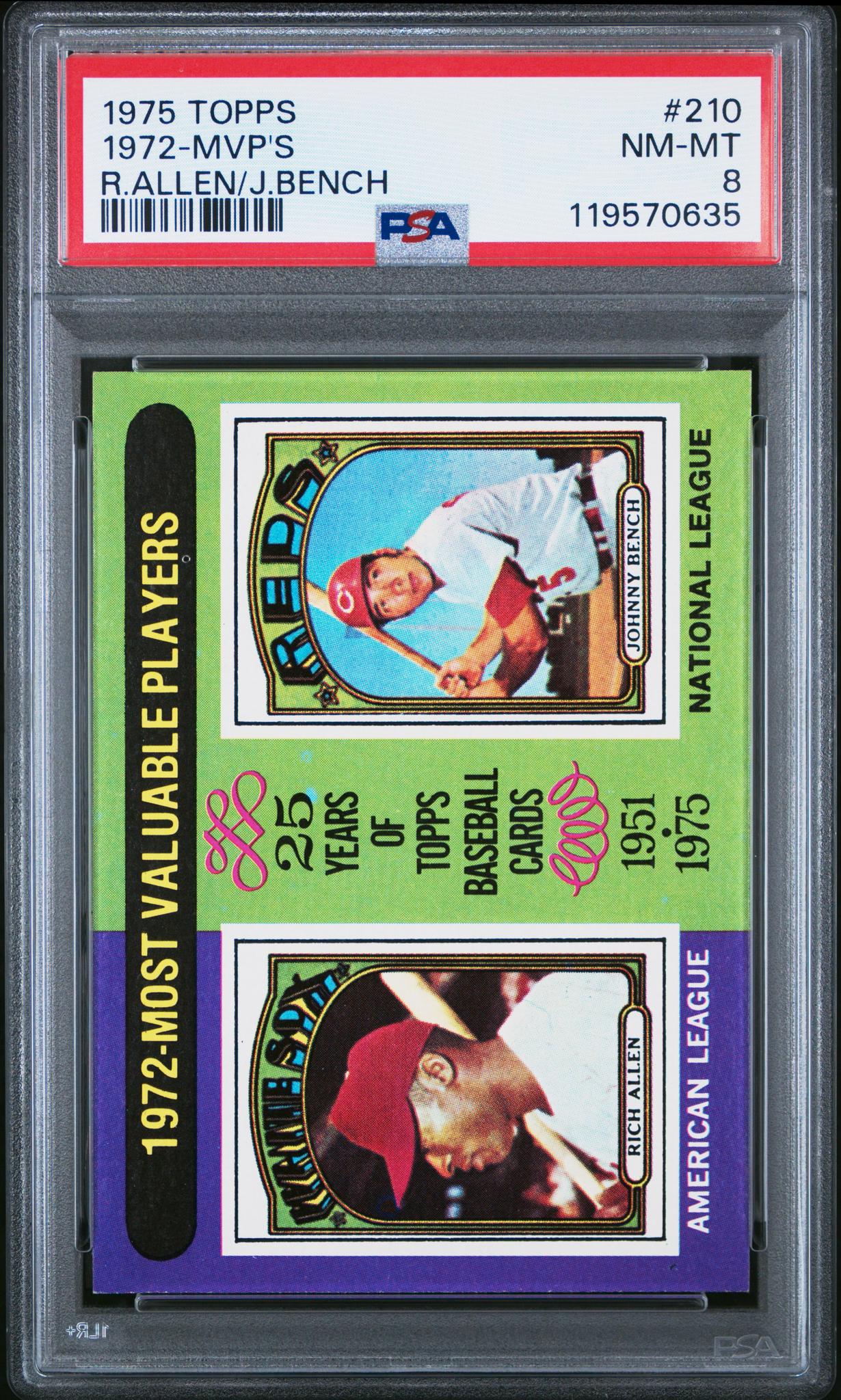 1975 Topps Johnny Bench/Richie Allen #210 PSA 8