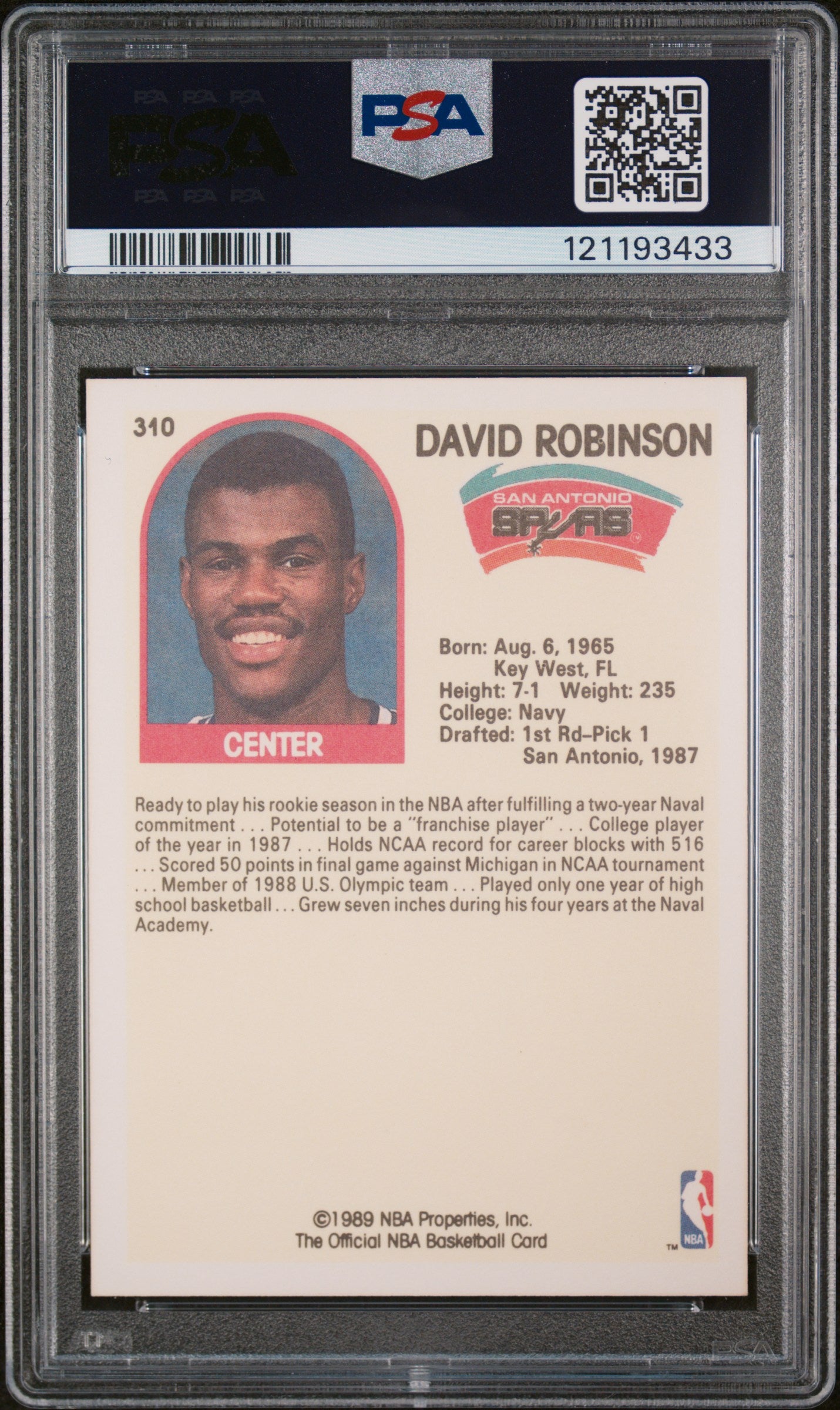 1989 Hoops David Robinson #310 PSA 6