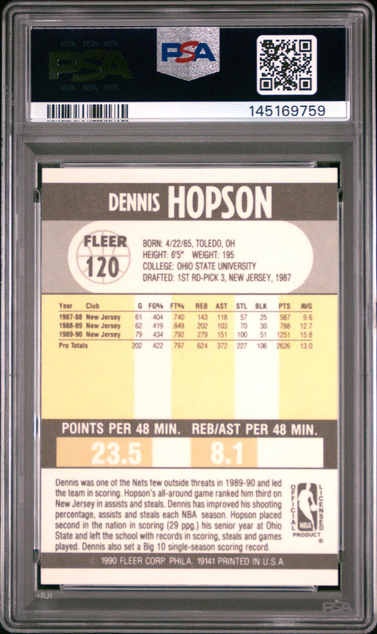 1990 Fleer Dennis Hopson #120 PSA 10