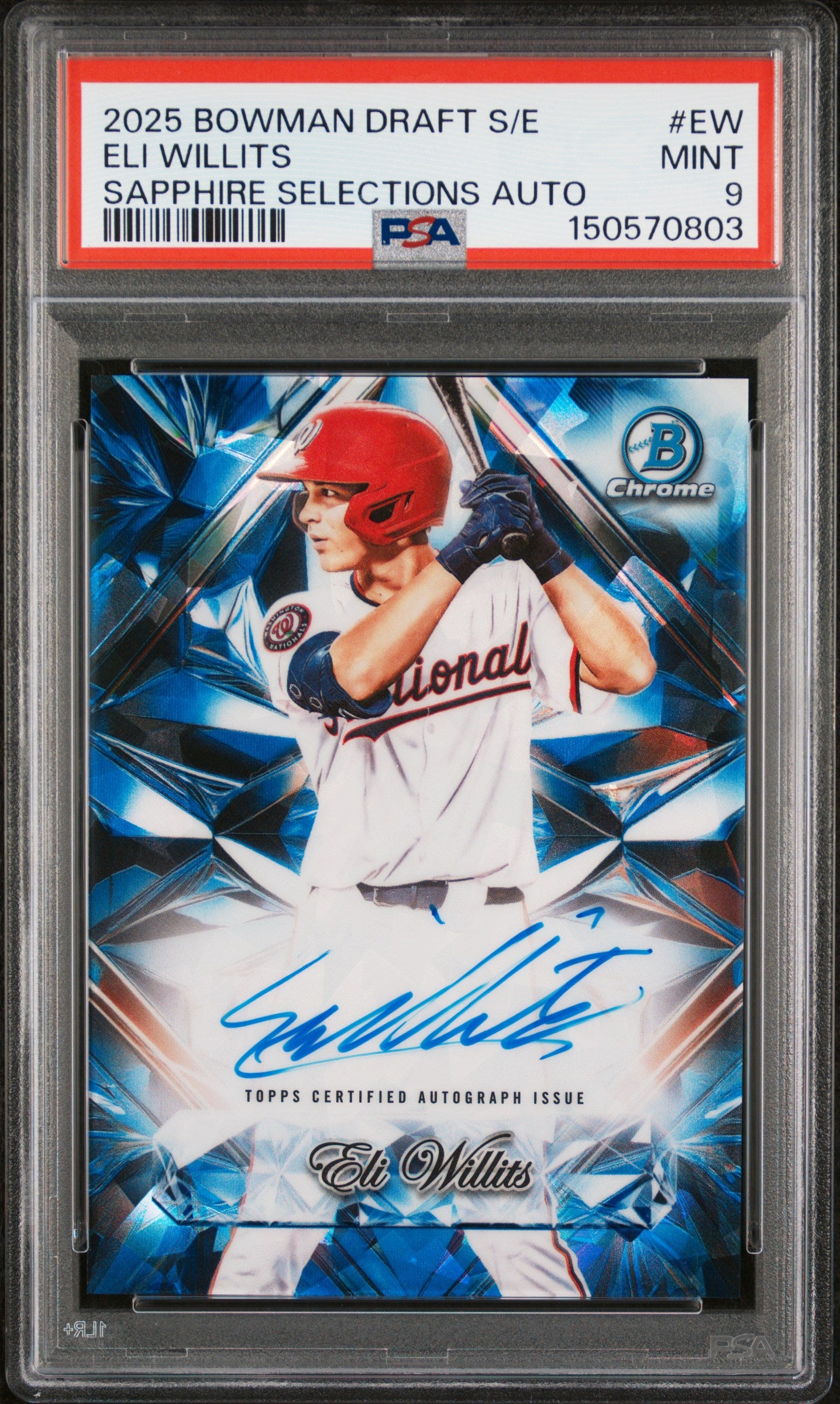 2025 Bowman Draft Sapphire Edition Sapphire Selections Autographs Eli Willits #EW PSA 9