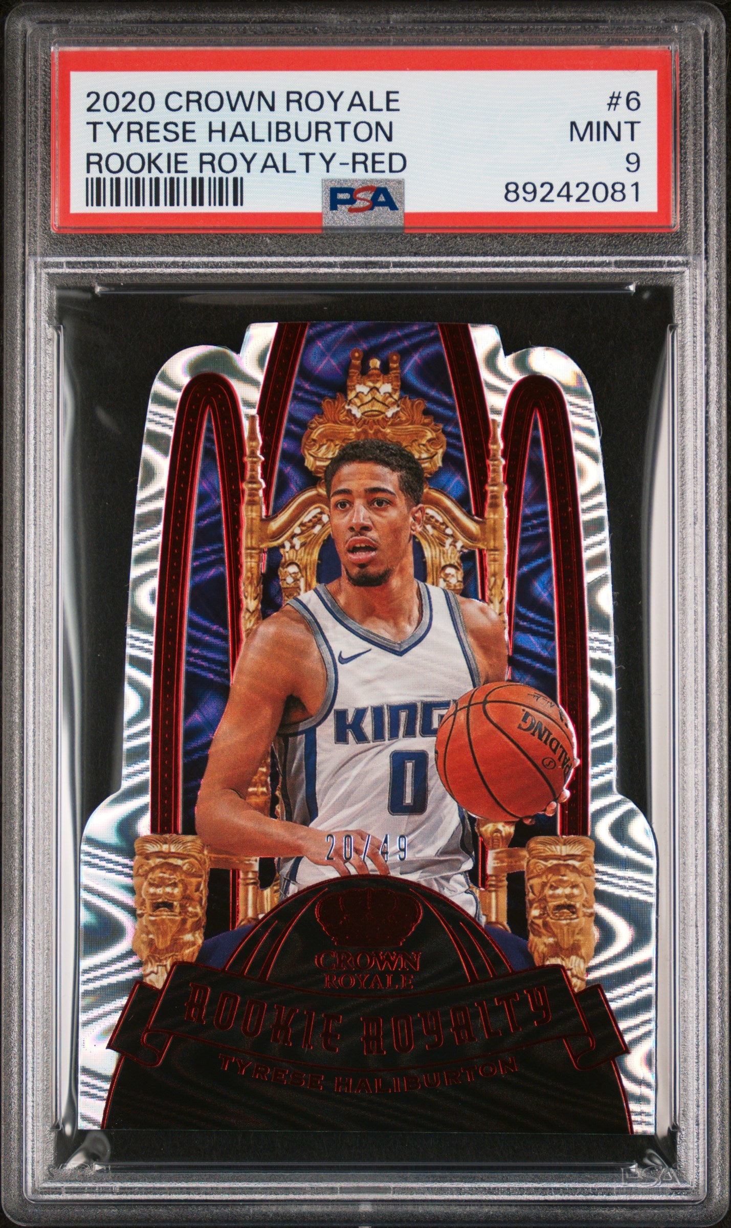 2020 Panini Crown Royale Rookie Royalty Red Tyrese Haliburton #6 /49 PSA 9