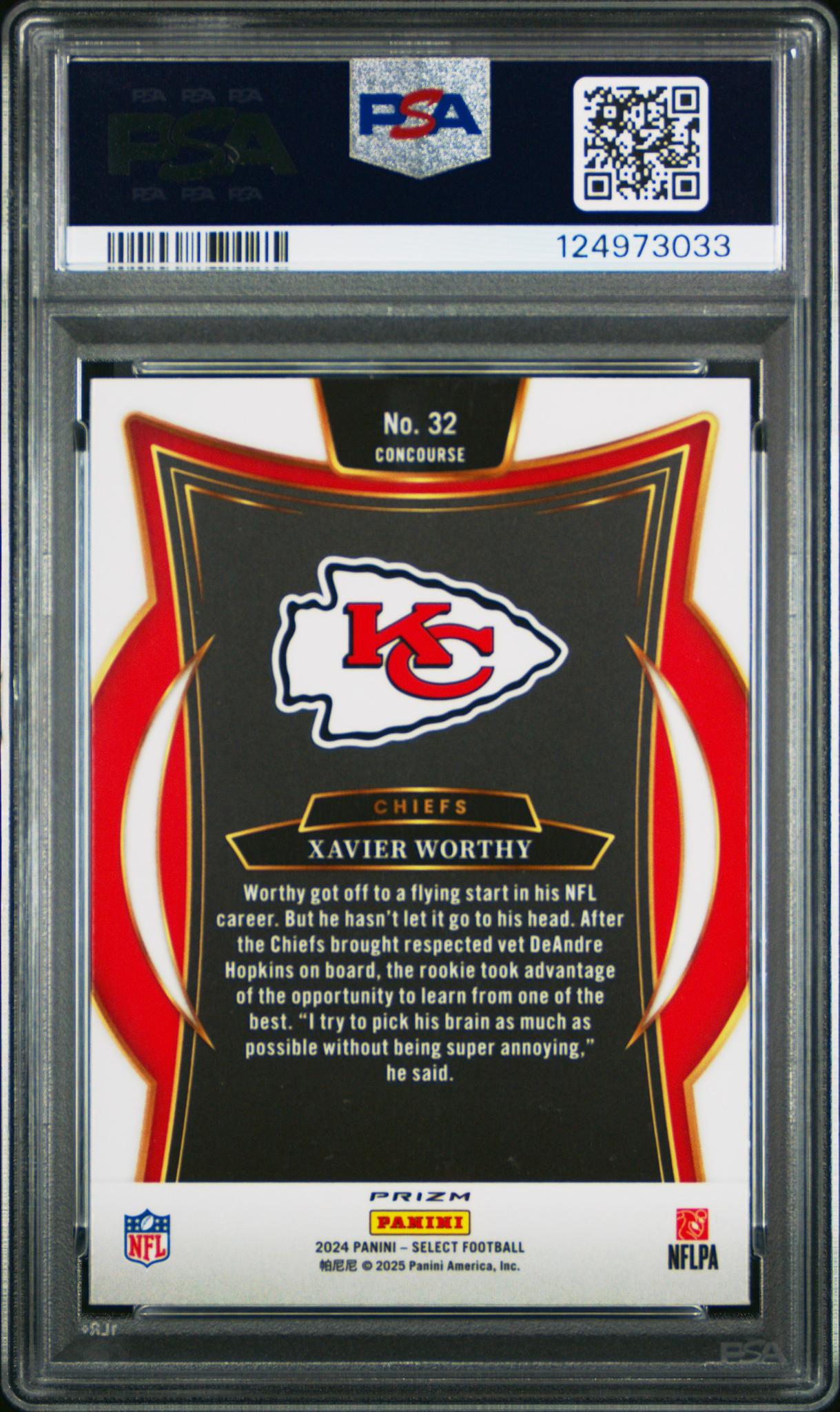 2024 Panini Select Red & Blue Shock Xavier Worthy #32 PSA 10