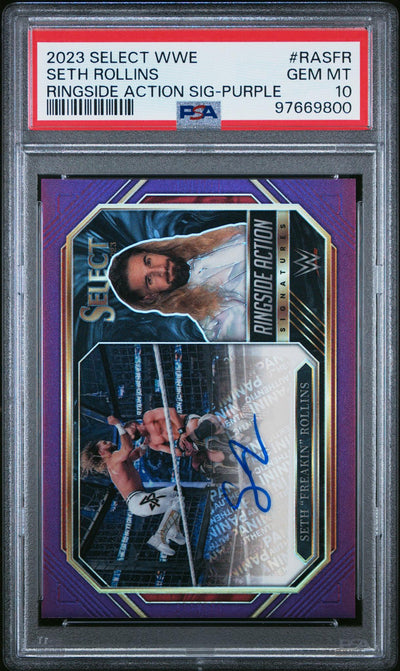 2023 Select WWE Seth Rollins Ringside Action Signatures Auto #RA-SFR /99 PSA 10