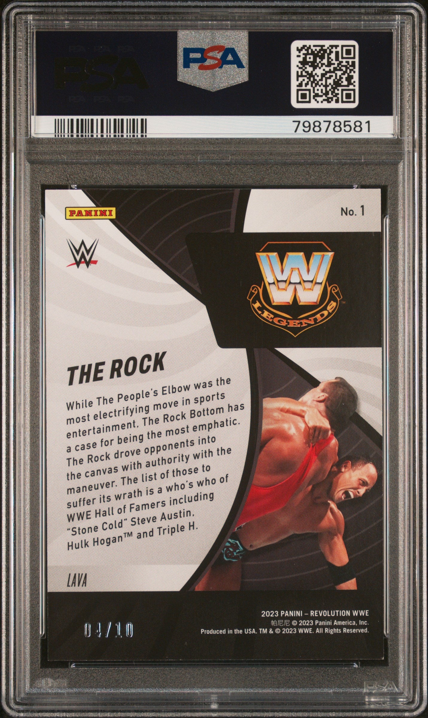 2023 Panini Revolution WWE Revolutionary Finishers Lava the Rock #1 /10 PSA 9