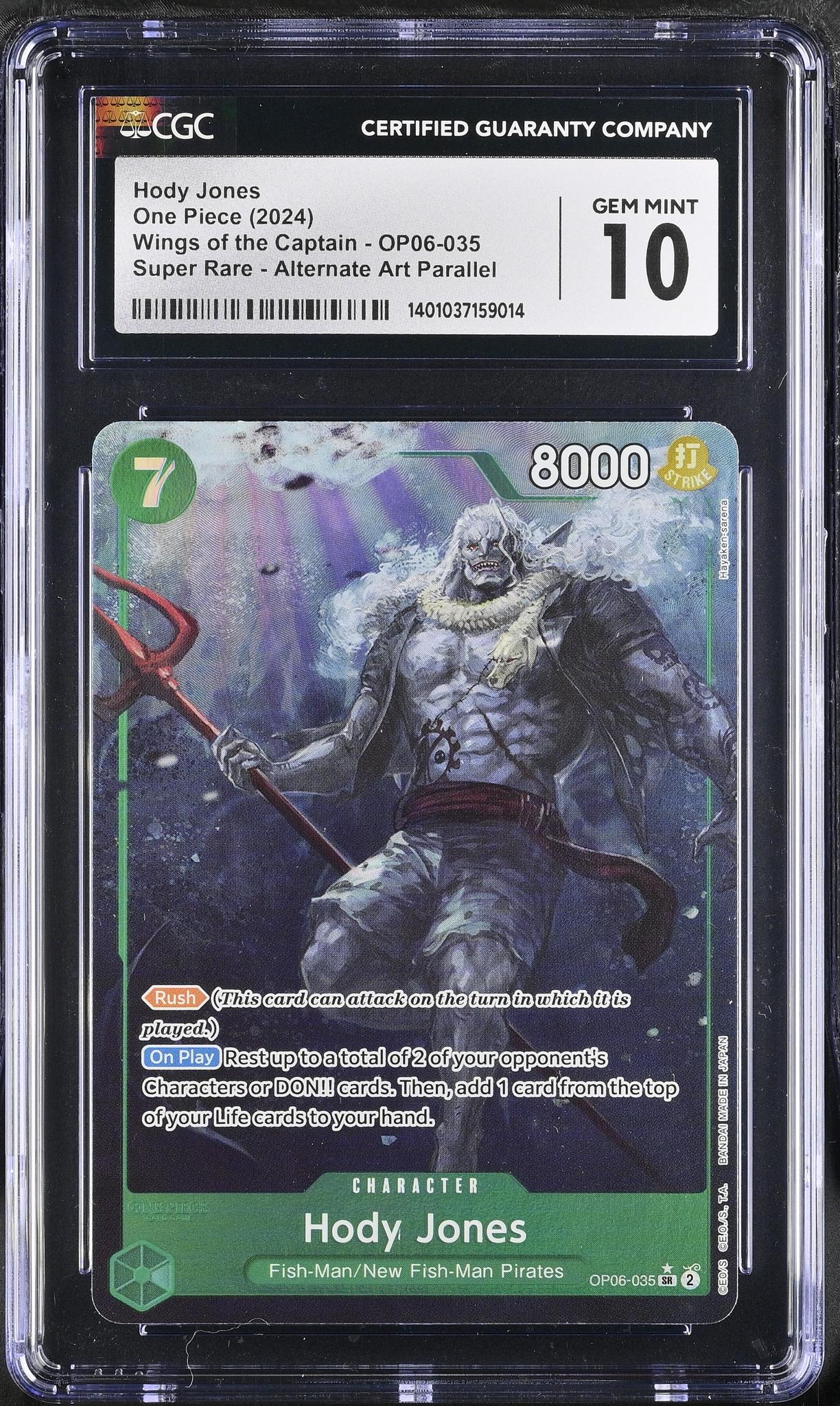 2024 One Piece #OP06-035 Hody Jones Wings of the Captain CGC 10