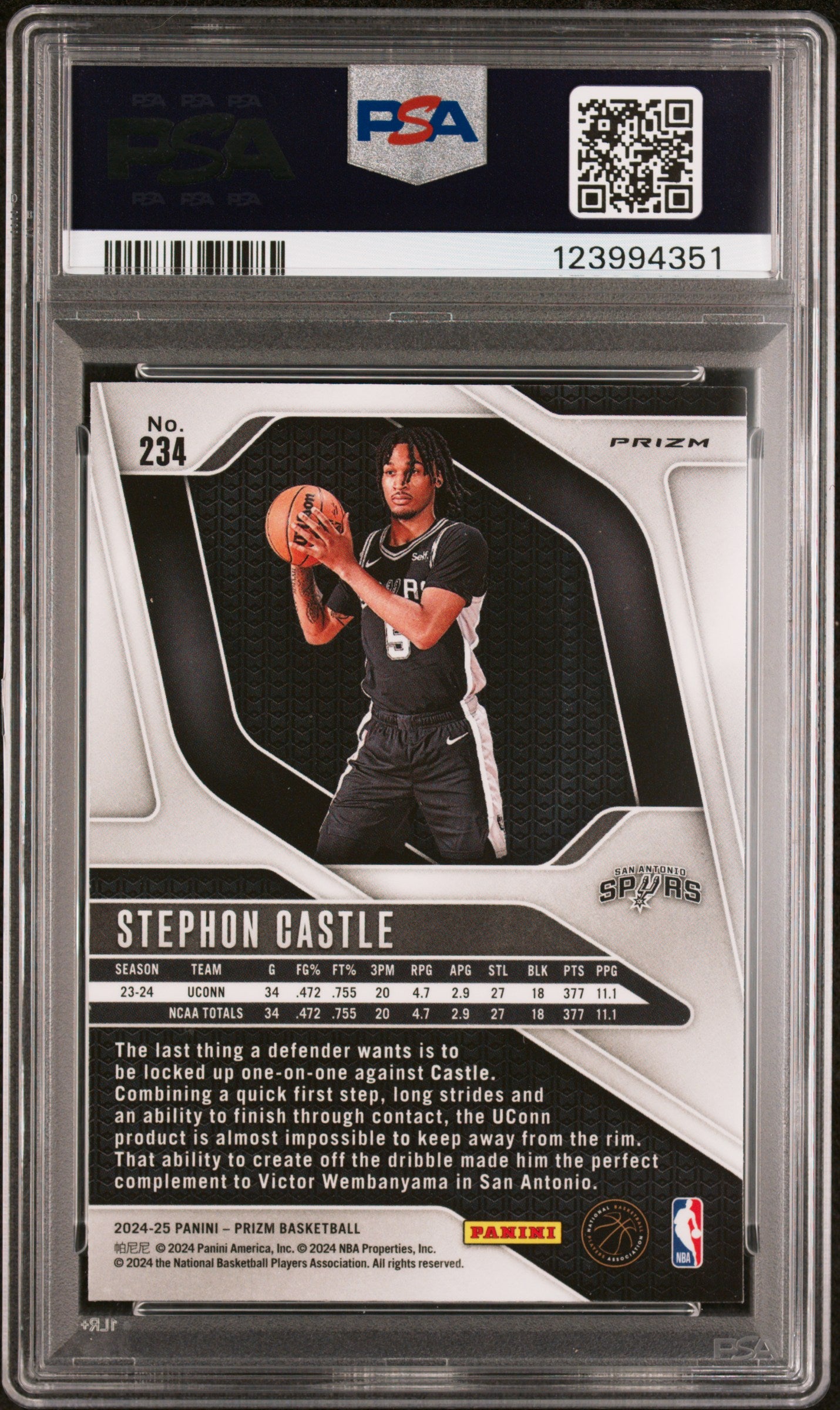 2024 Panini Prizm Red Ice Prizm Stephon Castle #234 PSA 9