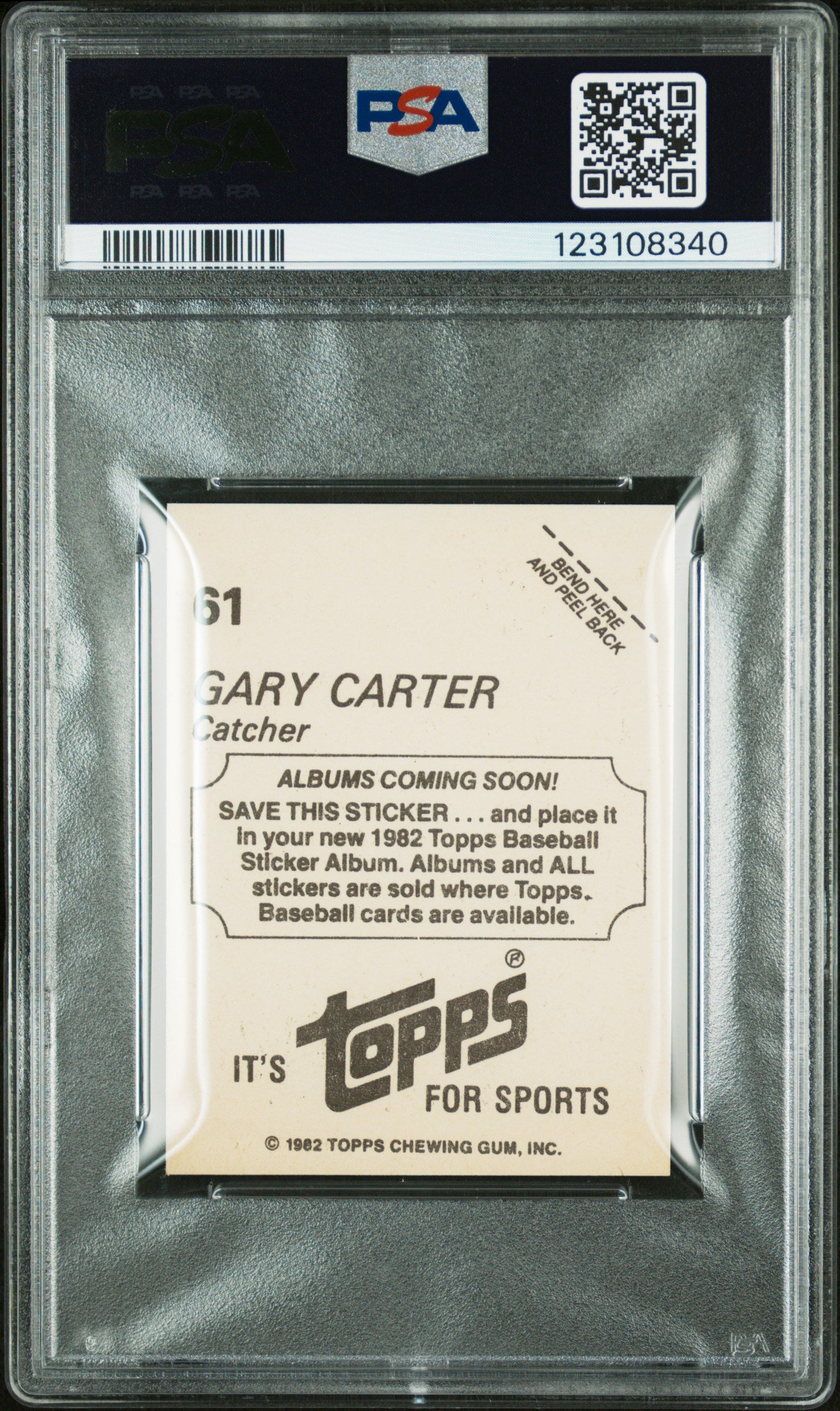 1982 Topps Stickers Gary Carter #61 PSA 10