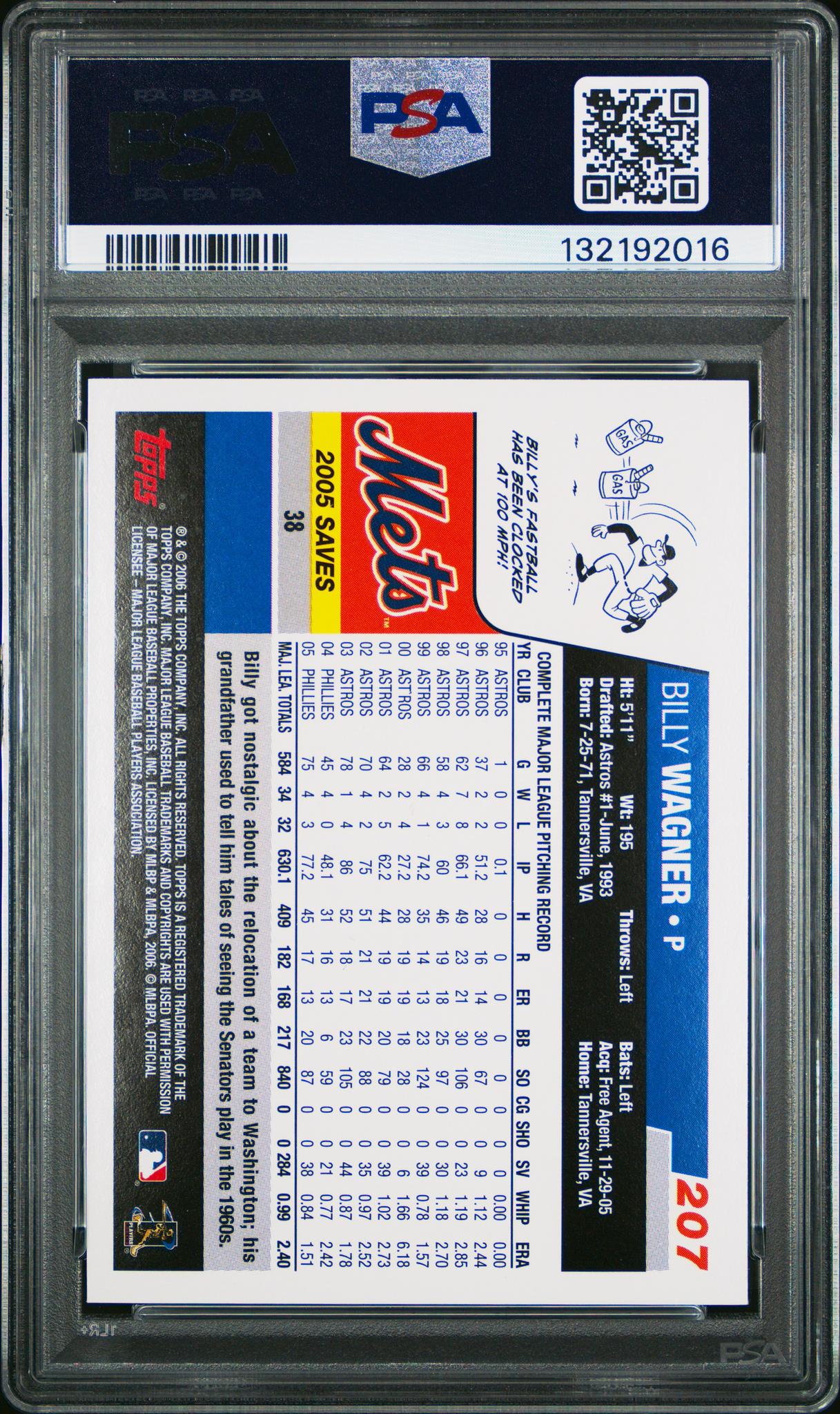 2006 Topps Billy Wagner #207 PSA 10