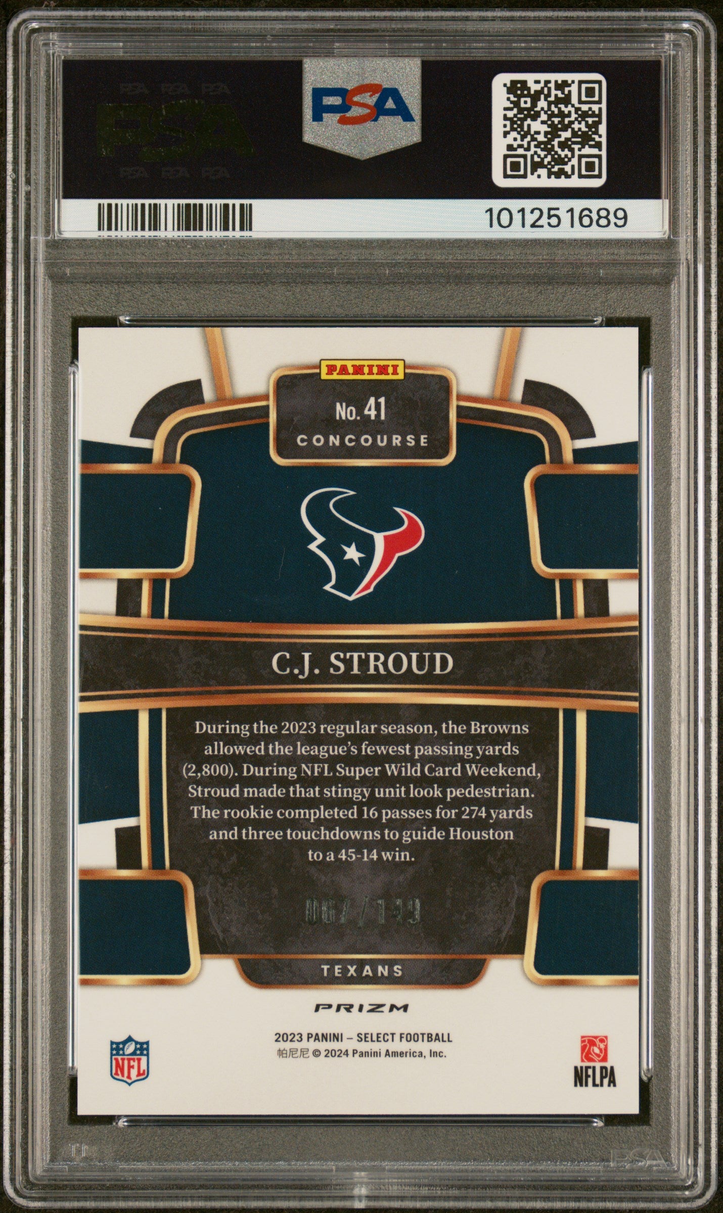 2023 Panini Select Prizm Maroon CJ Stroud #41 /149 PSA 8
