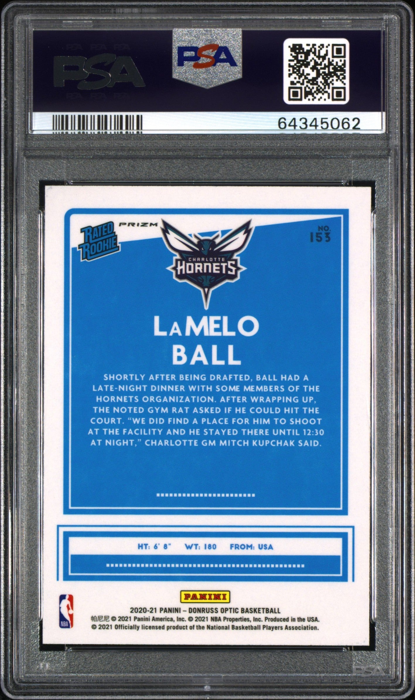 2020 Donruss Optic Checkerboard Lamelo Ball #153 PSA 10