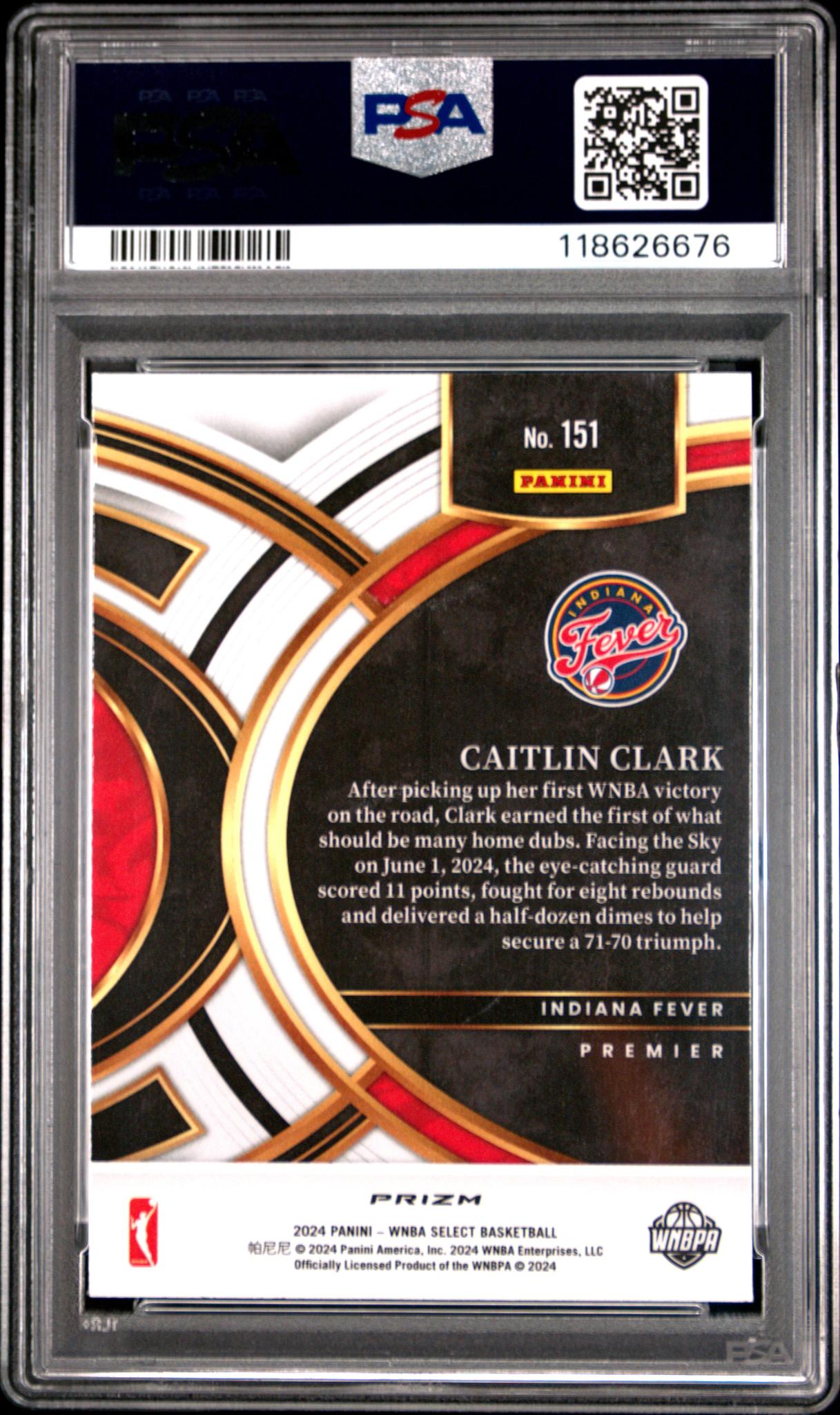 2024 Panini Select WNBA Red Ice Caitlin Clark #151 PSA 10