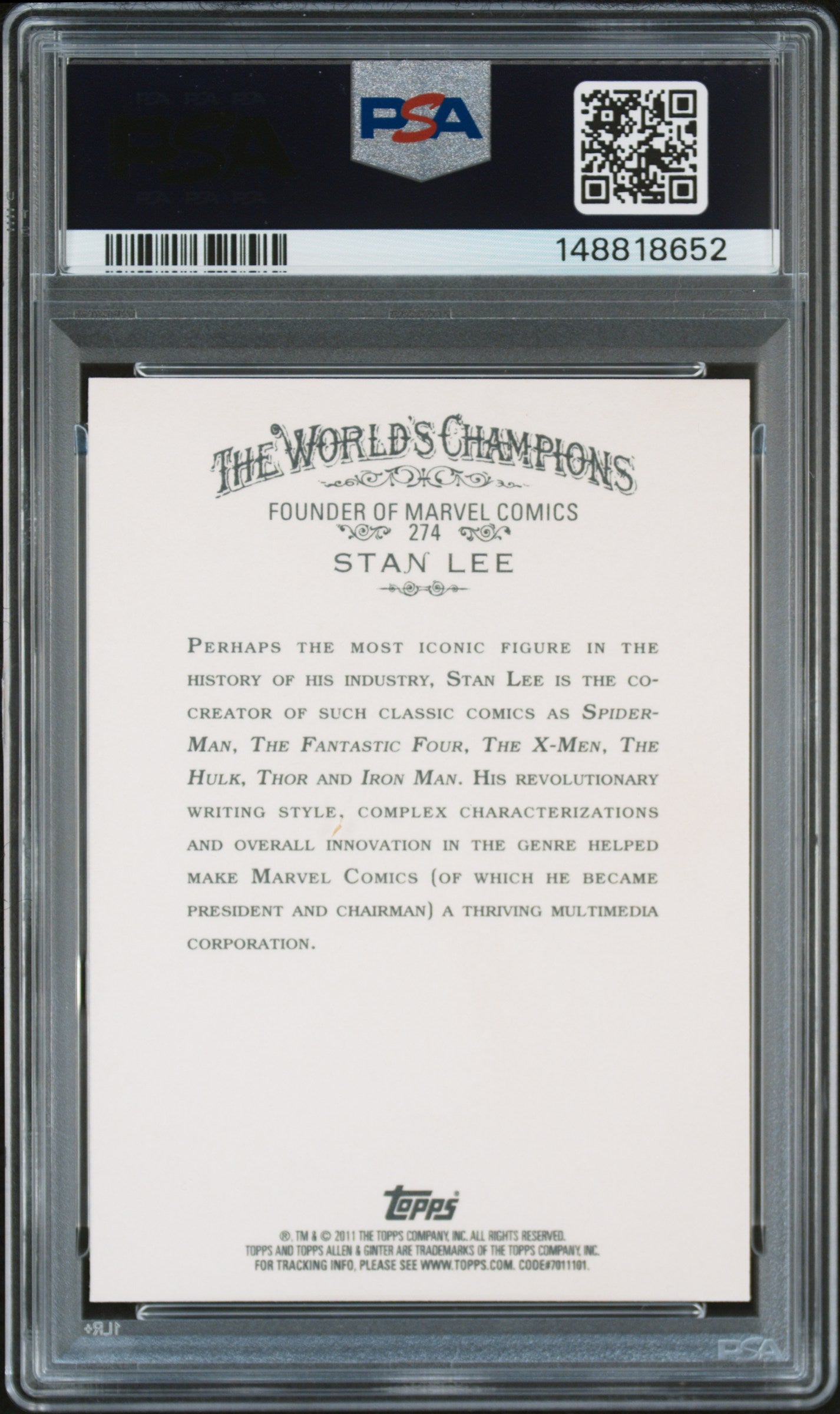 2011 Topps Allen and Ginter Stan Lee #274 PSA 9