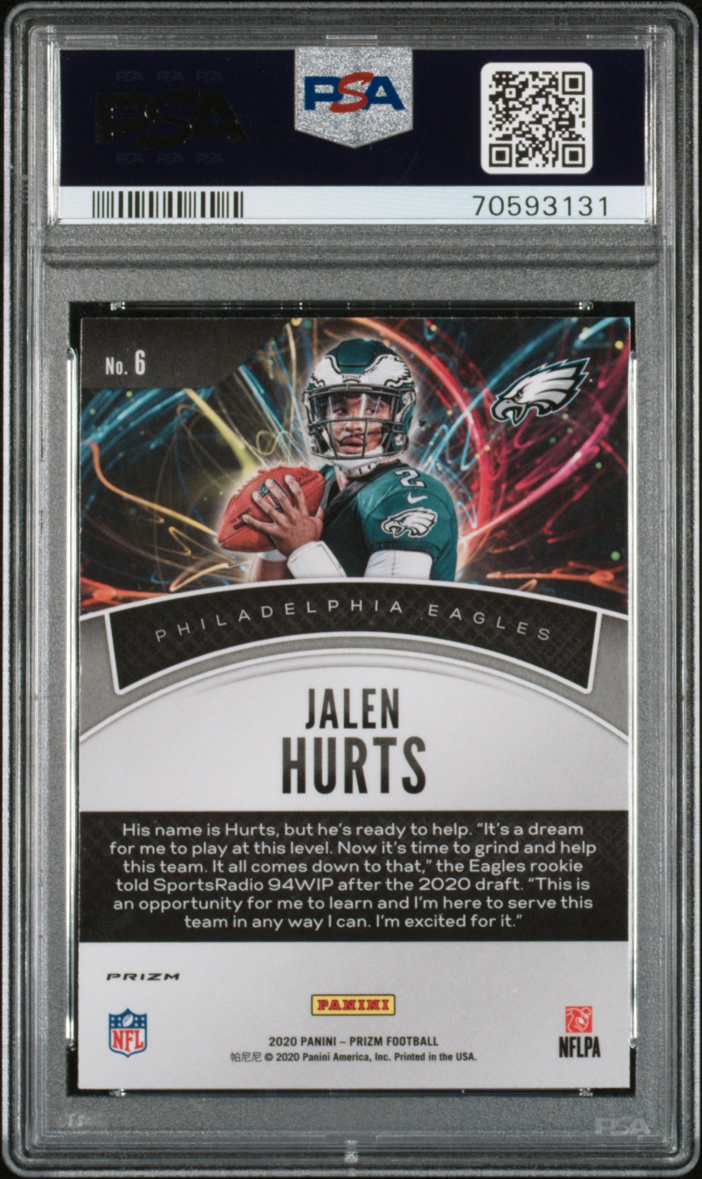 2020 Panini Prizm Illumination Jalen Hurts #6 PSA 10