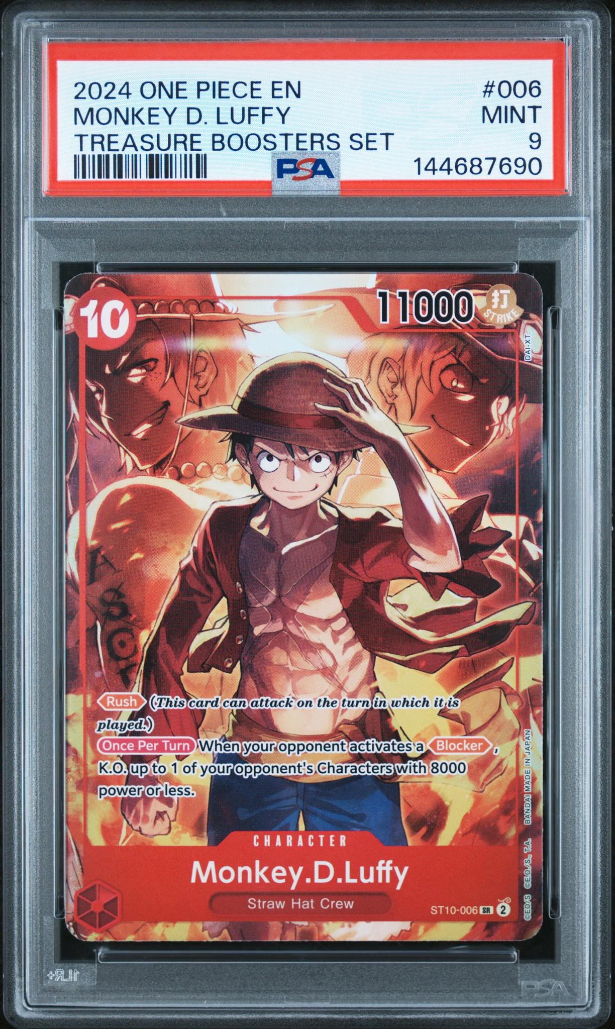 2024 One Piece Treasure Booster Monkey D. Luffy #ST10-006 PSA 9