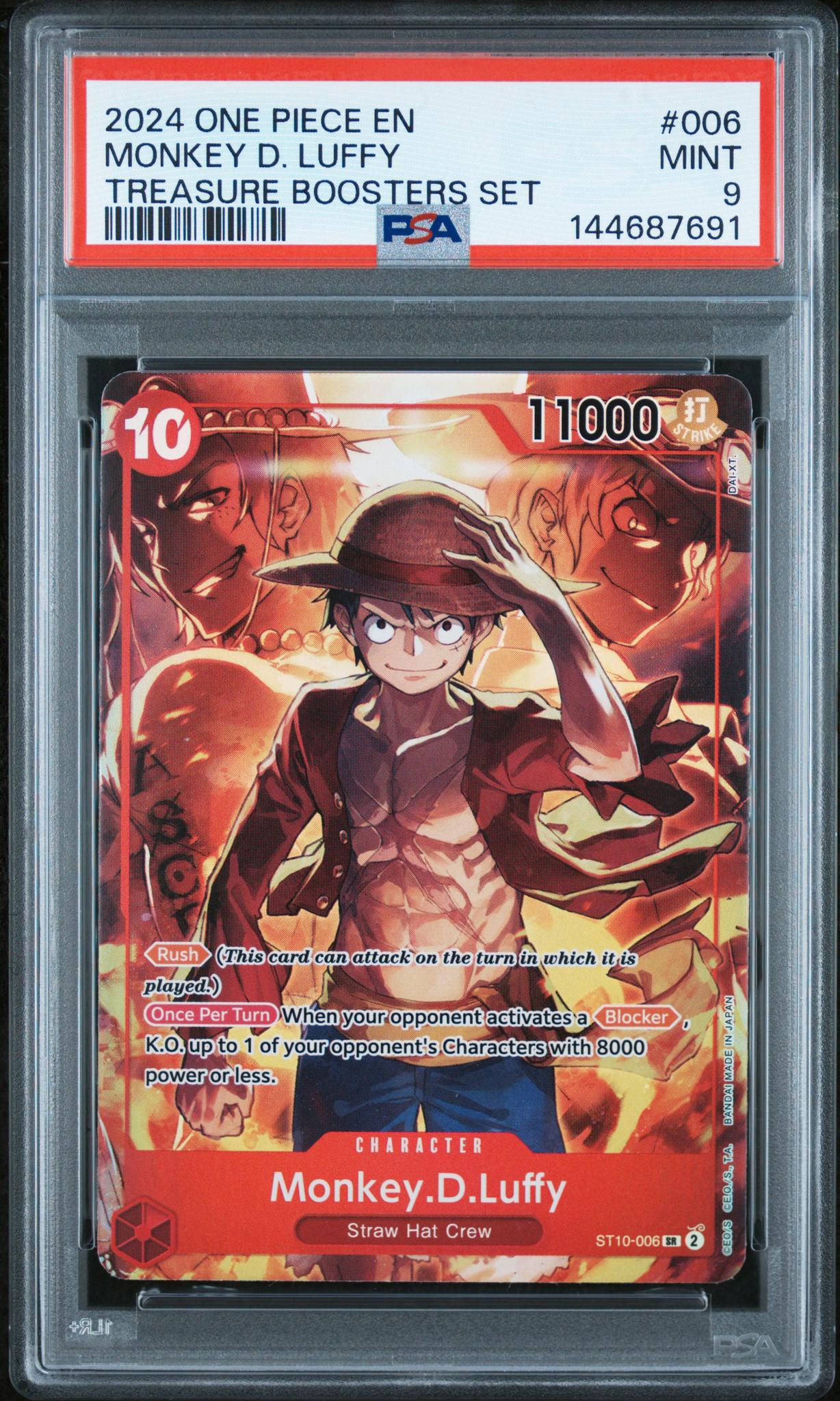 2024 One Piece Treasure Booster Monkey D. Luffy #ST10-006 PSA 9