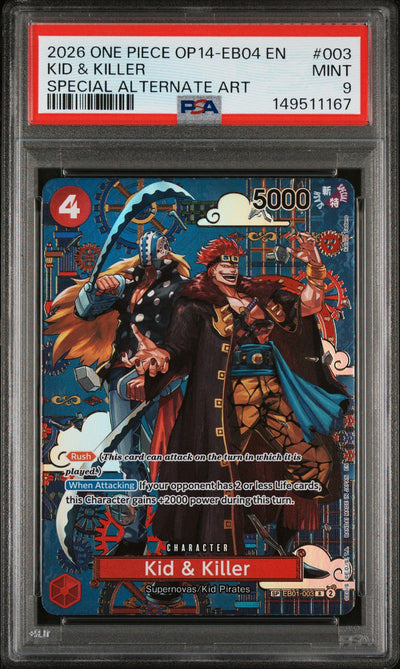 2026 One Piece Kid & Killer #003 Special Alternate Art PSA 9