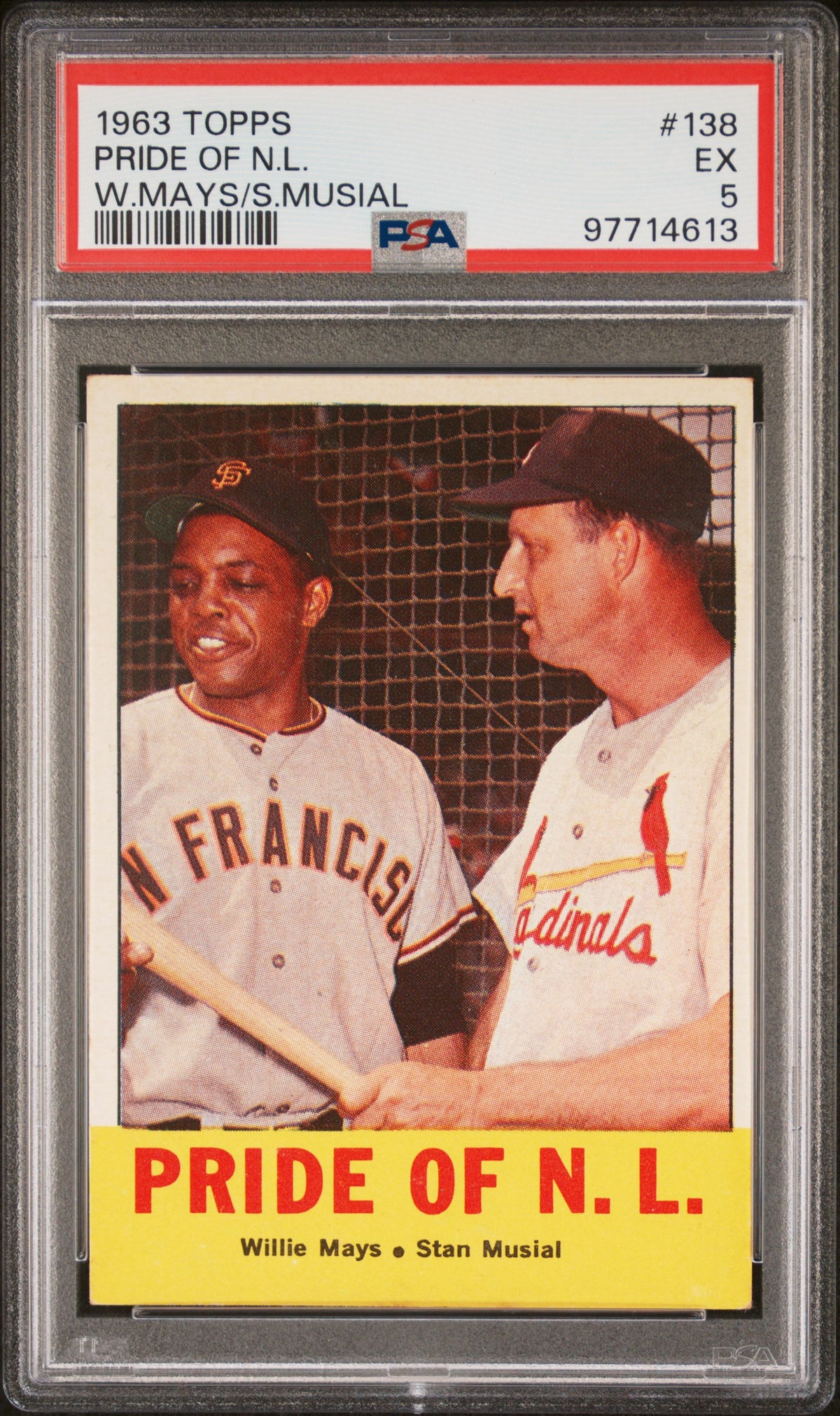 1963 Topps Pride of Nl Stan Musial/Willie Mays #138 PSA 5