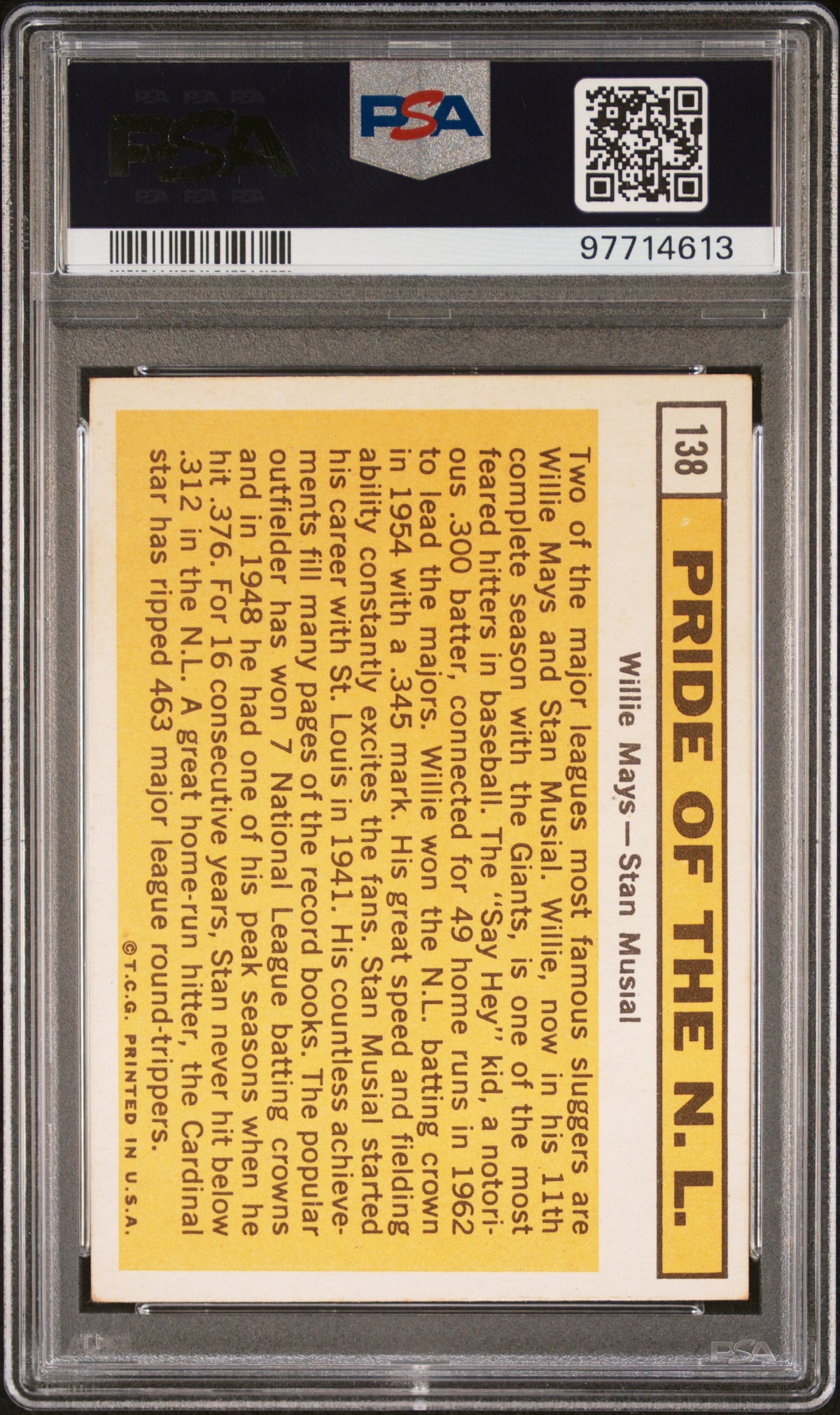 1963 Topps Pride of Nl Stan Musial/Willie Mays #138 PSA 5