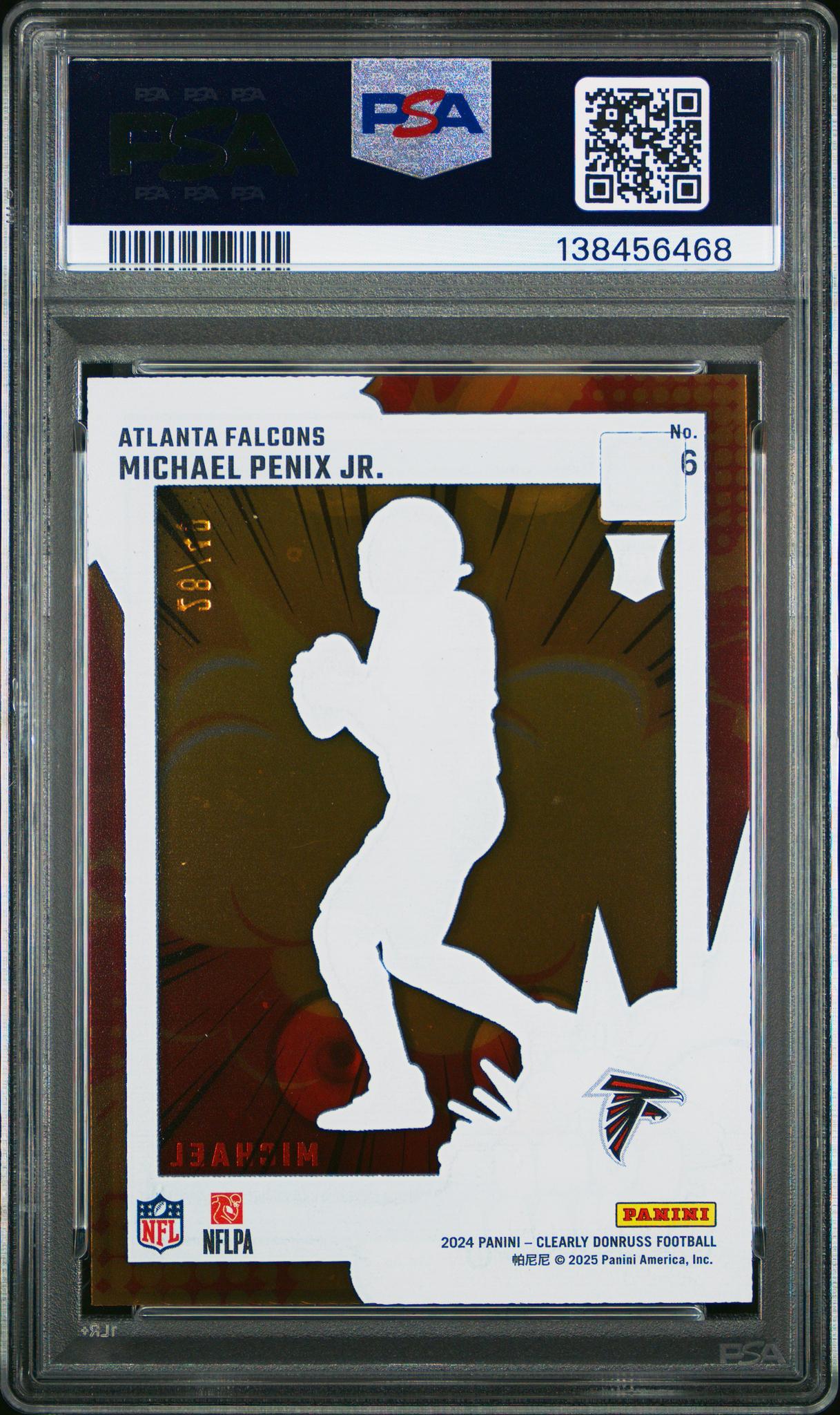 2024 Clearly Donruss Bomb Squad Blue Michael Penix Jr. #6 /49 PSA 9