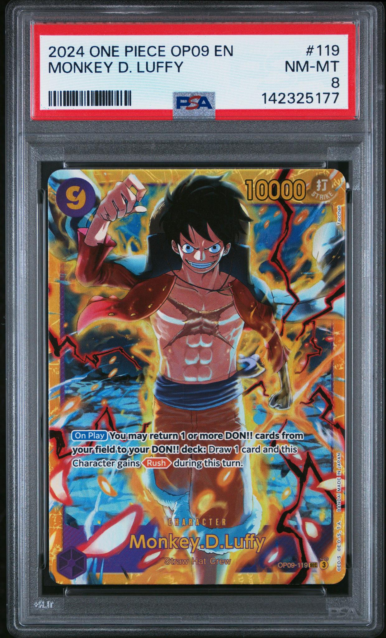 2024 One Piece Premium Booster the Best Monkey D Luffy #OP05119 PSA 8