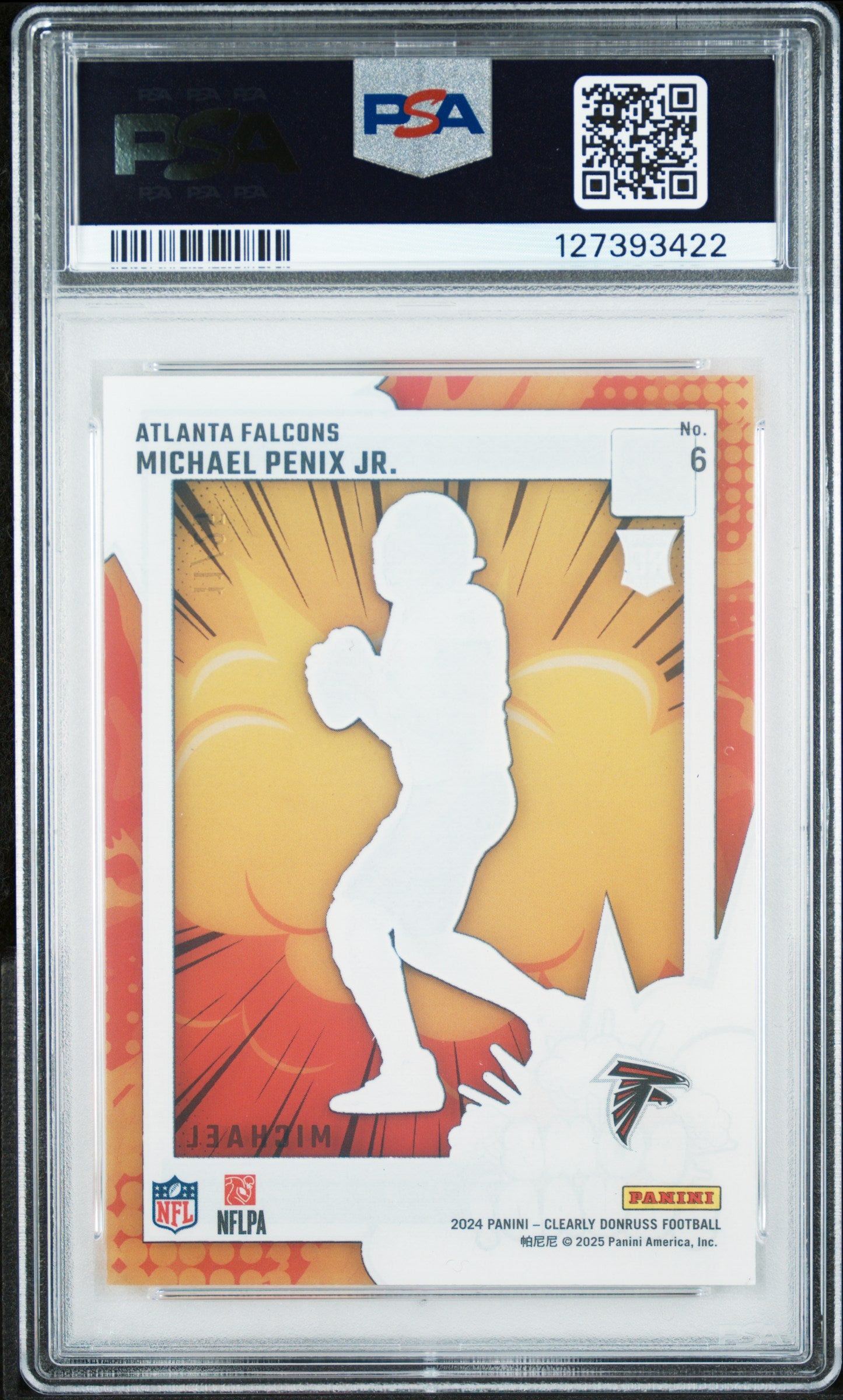 2024 Panini Clearly Donruss Clearly Bomb Squad Green Michael Penix Jr. #6 /75 PSA 7