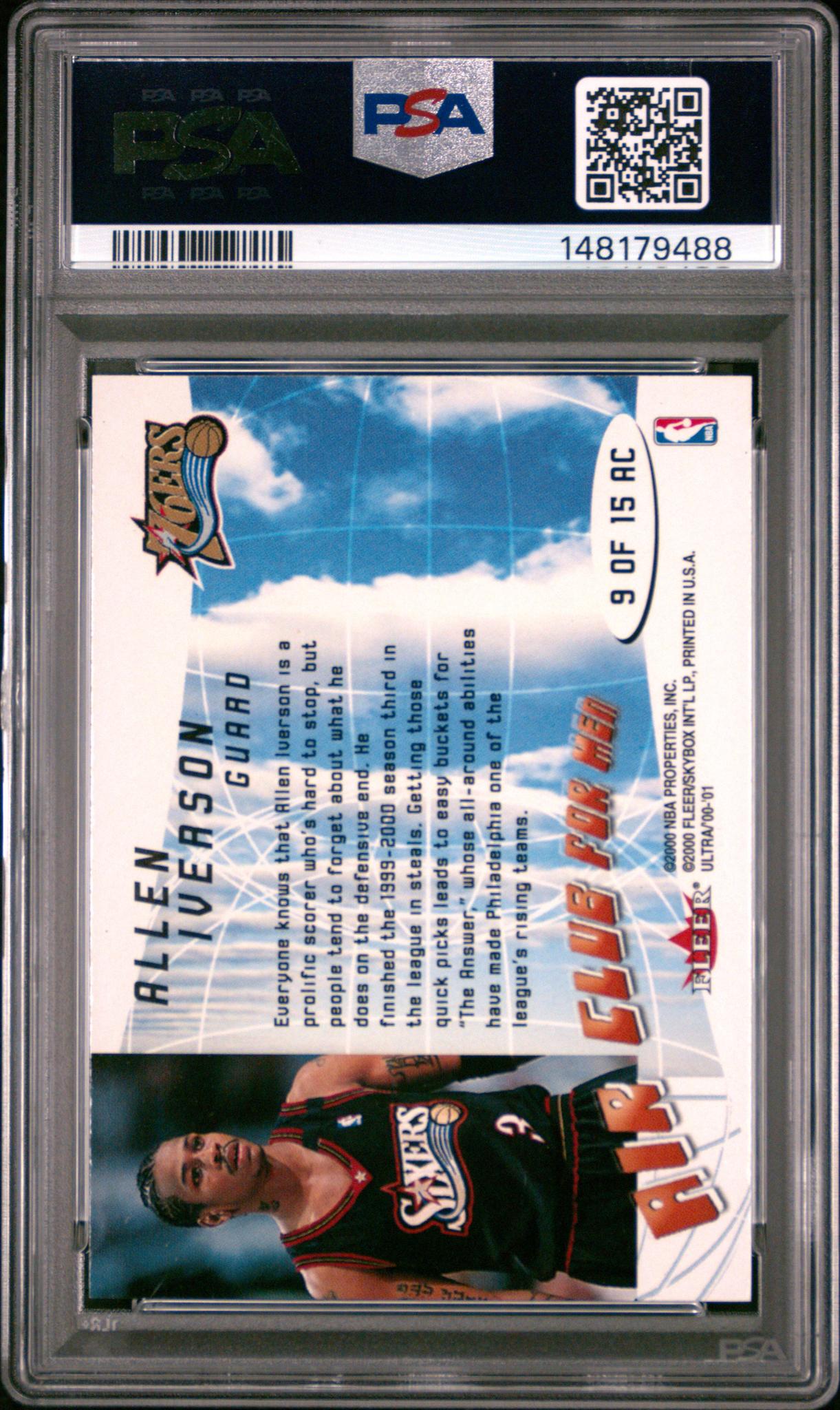 2000 Ultra Air Club 4 Men Air Club For Men Allen Iverson #9 PSA 9