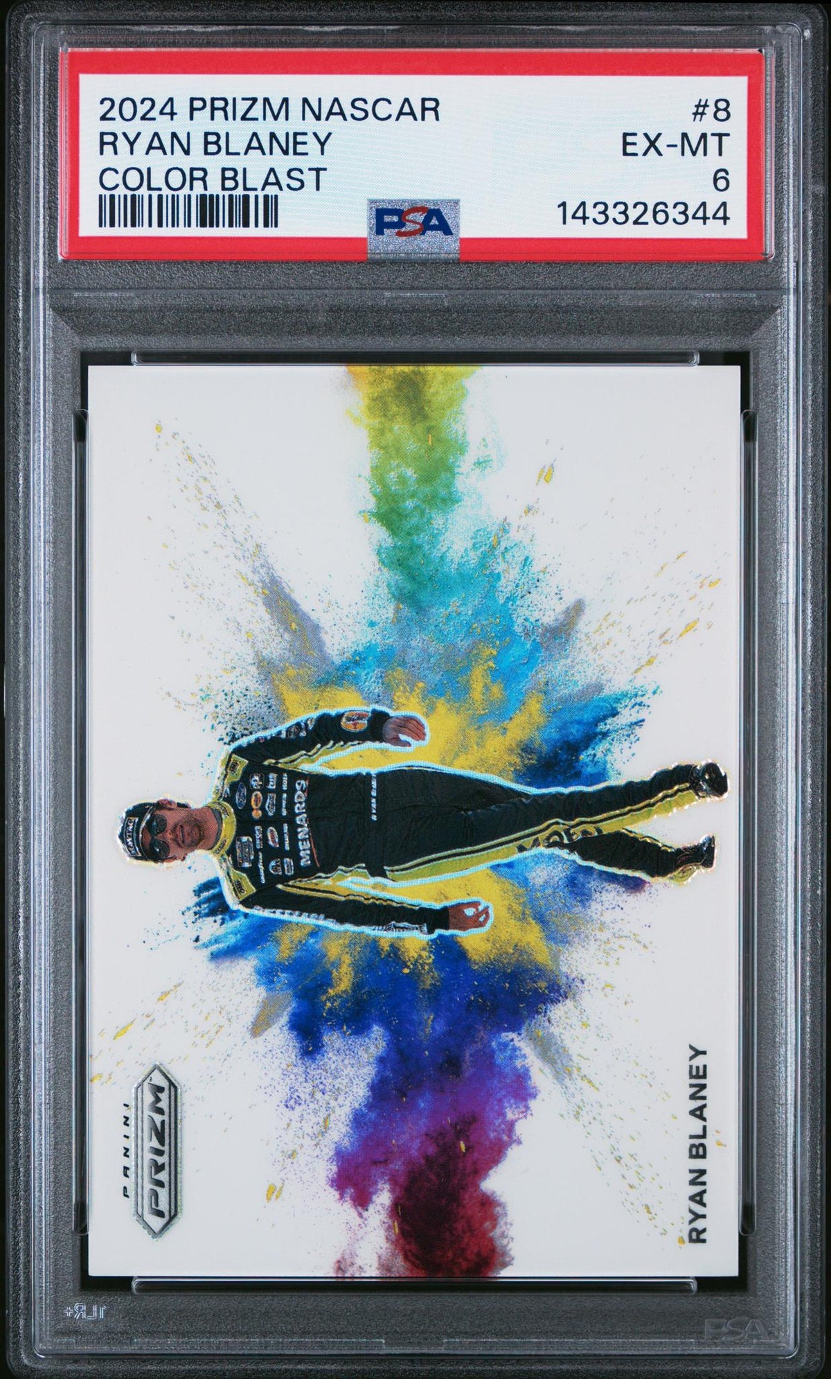 2024 Panini Prizm Nascar Color Blast Ryan Blaney #8 PSA 6
