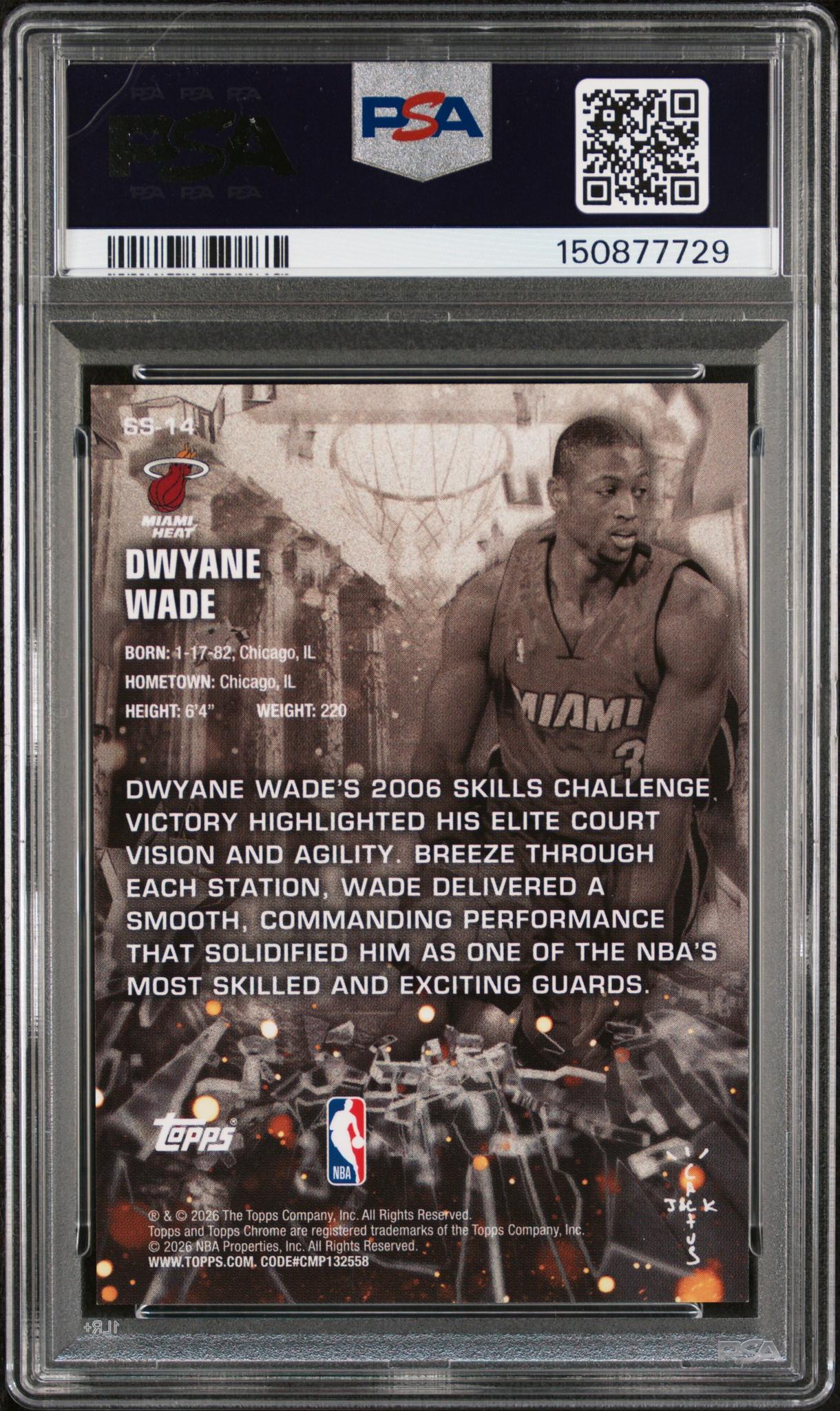 2025 Topps Chrome Cactus Jack X NBA All-Star Game Sicko Stars Black Refractor Dwyane Wade #14 /110 PSA 10