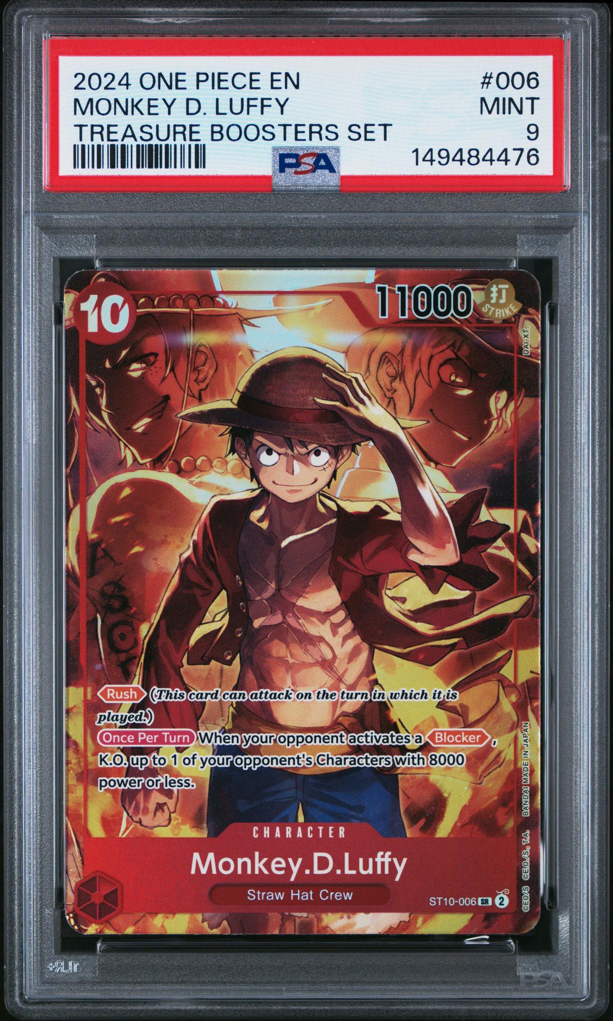 2024 One Piece Treasure Booster Monkey D. Luffy #ST10-006 PSA 9