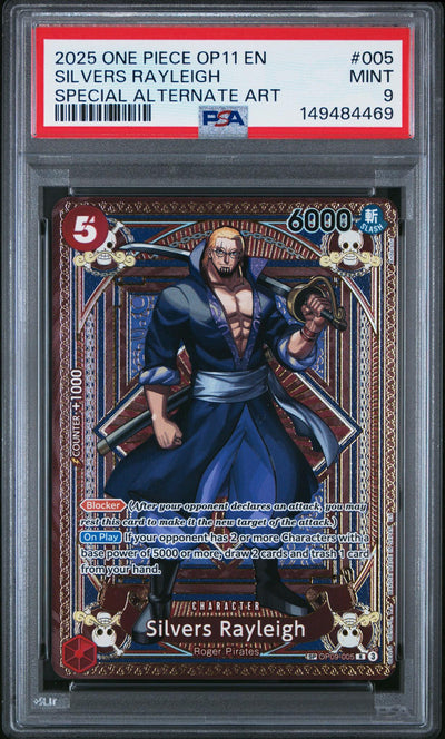 2025 One Piece Silvers Rayleigh #005 Special Alternate Art PSA 9
