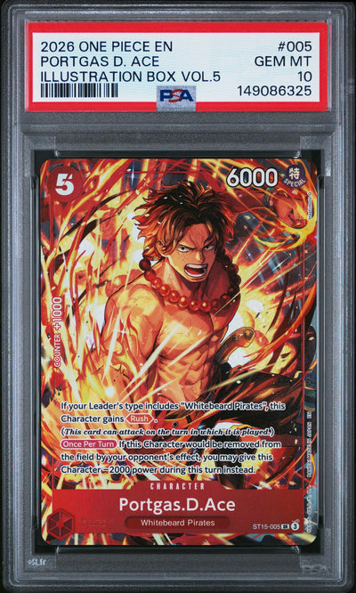 One Piece Card Game Portgas D. Ace ST15-005 Illustration Box Vol.5 PSA 10