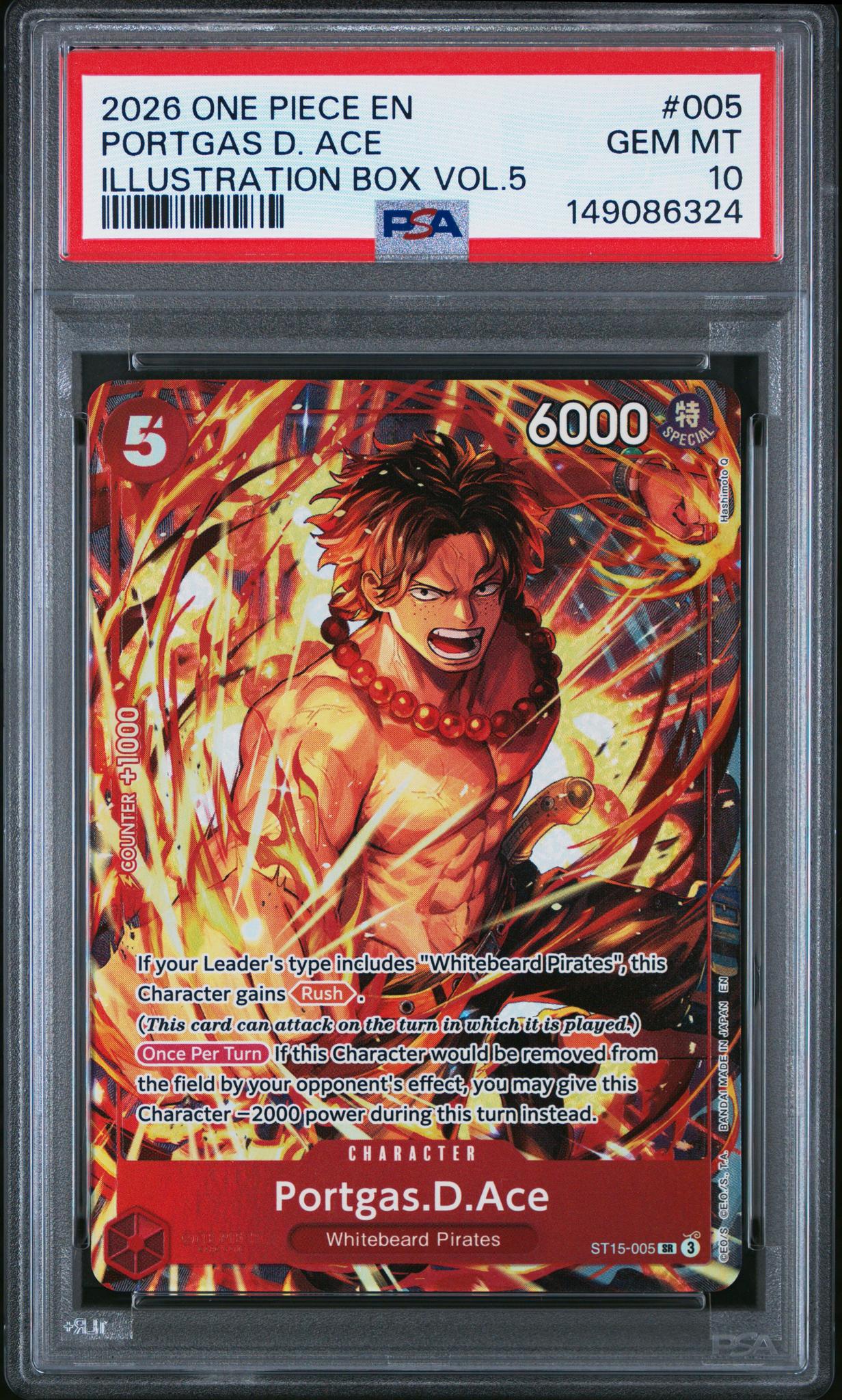 2026 One Piece Promo Illustration Box Volume 5 Portgas D. Ace #005 PSA 10