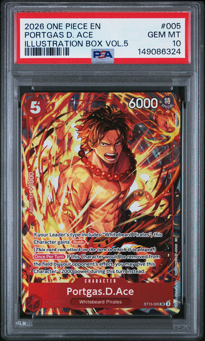 2026 One Piece Card Game Portgas D. Ace #005 Illustration Box Vol.5 PSA 10