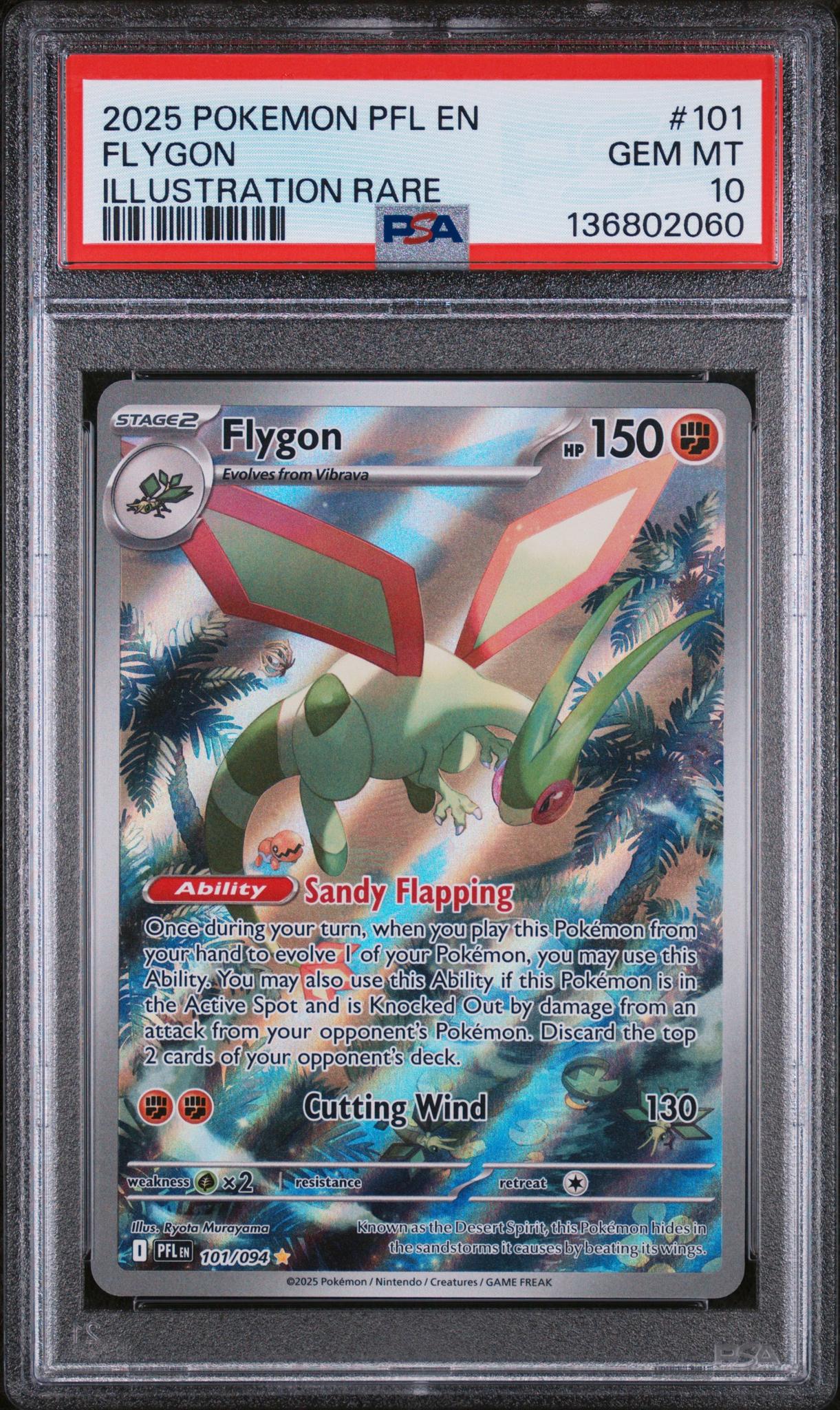 2025 Pokemon Mega Evolution Phantasmal Flames Illustration Rare Flygon #101 /94 PSA 10