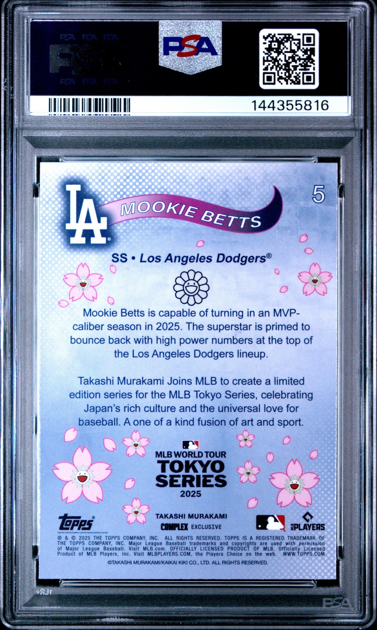 2025 Topps Takashi Murakami + MLB World Tour Tokyo Series Mookie Betts #5 PSA 9