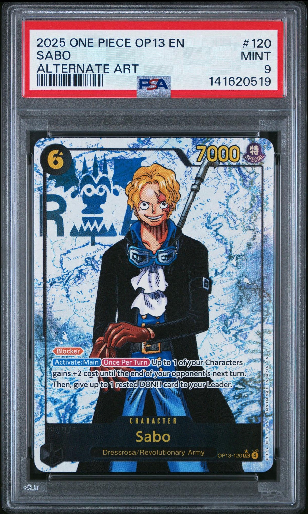 One Piece Card Game Sabo OP13-120 Alternate Art PSA 9