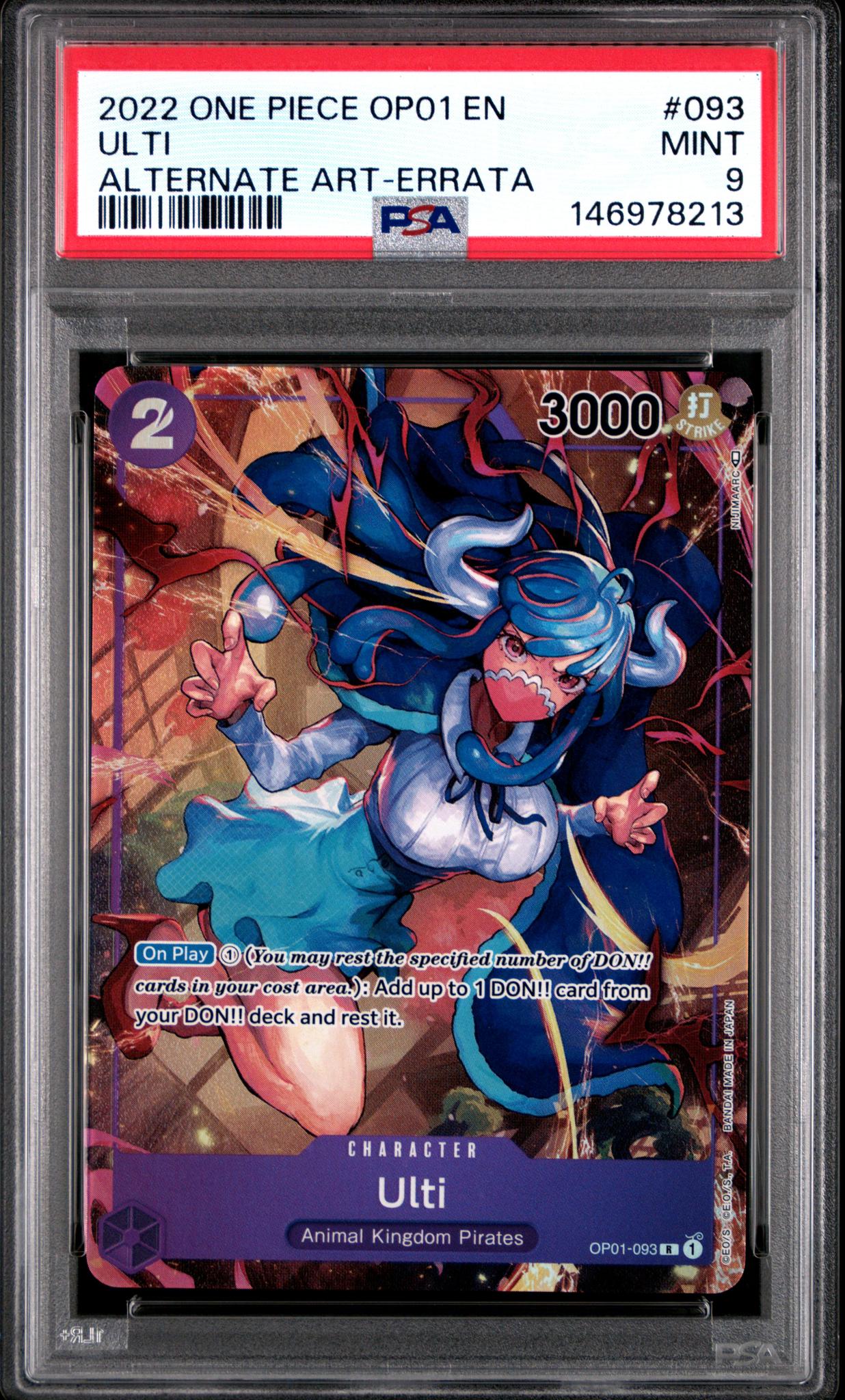 2022 One Piece Romance Dawn Alternate Art-Errata Ulti #93 PSA 9