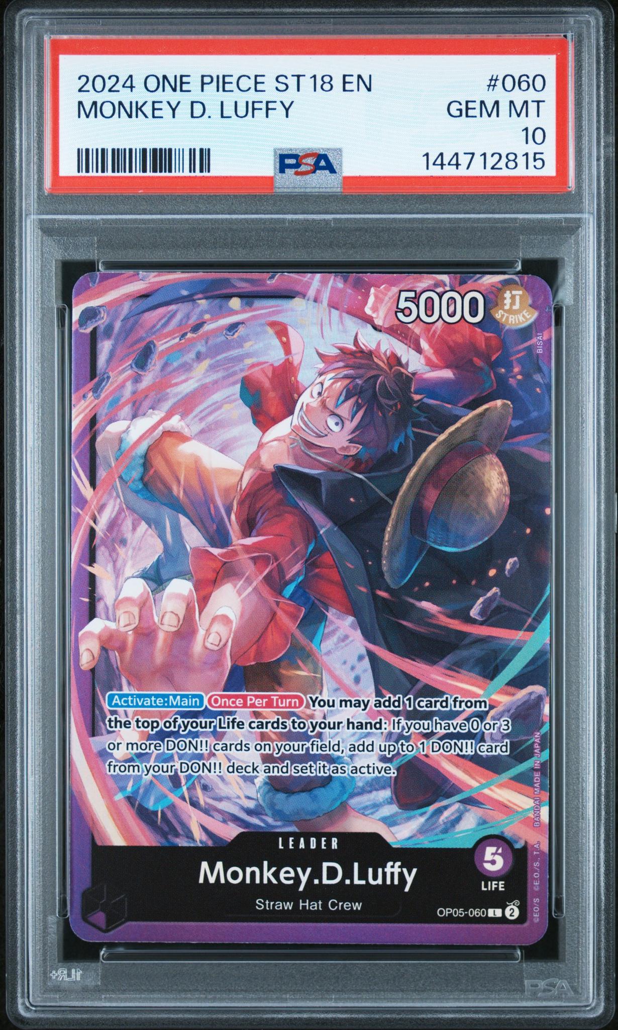 2024 One Piece Starter Deck Monkey D. Luffy #OP05-060 PSA 10