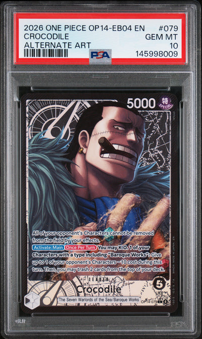 2026 One Piece Crocodile #079 Alternate Art PSA 10