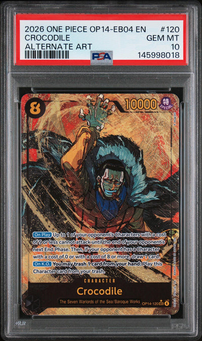 2026 One Piece Crocodile #120 Alternate Art PSA 10