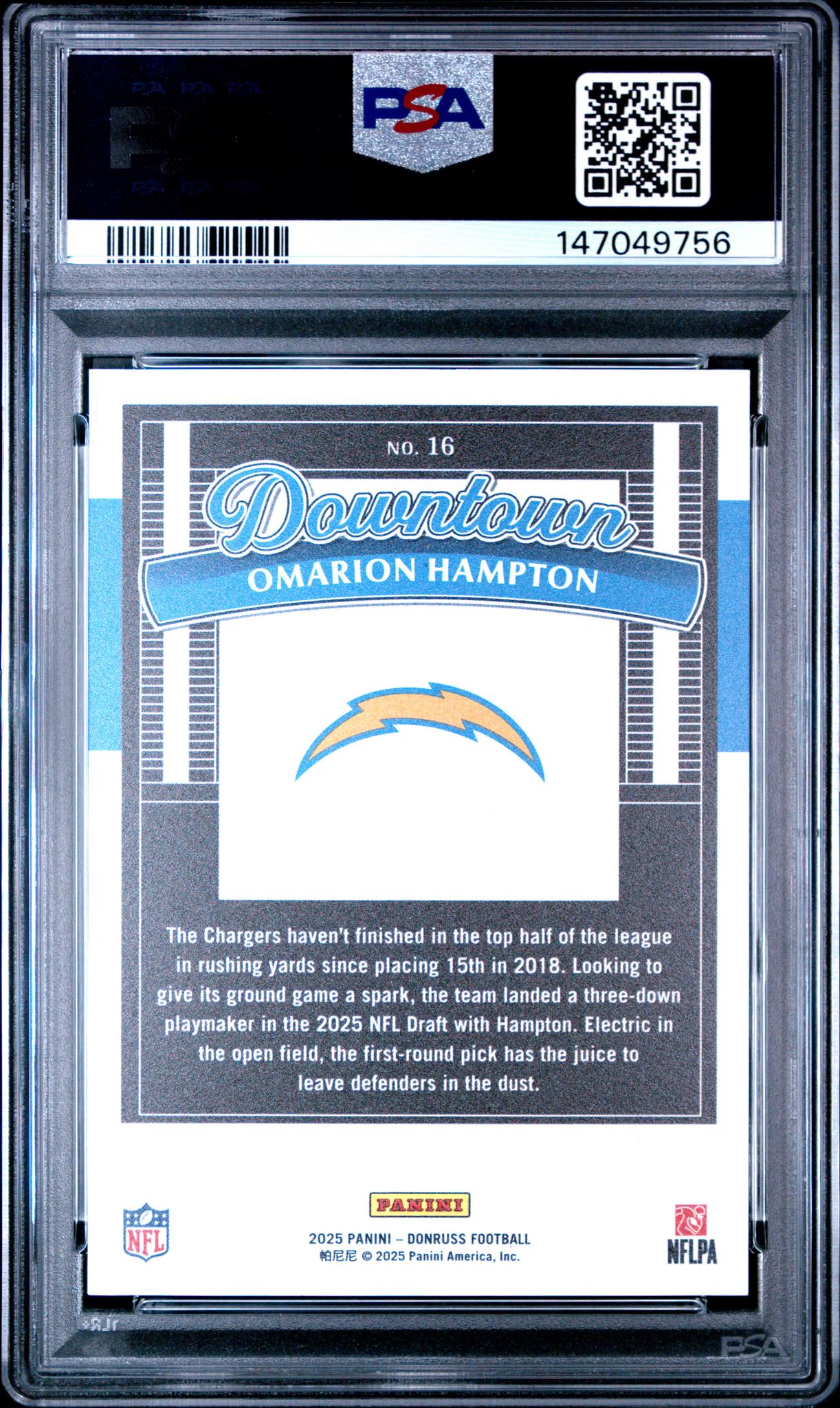 2025 Downtown! Gold Omarion Hampton #16 PSA 10
