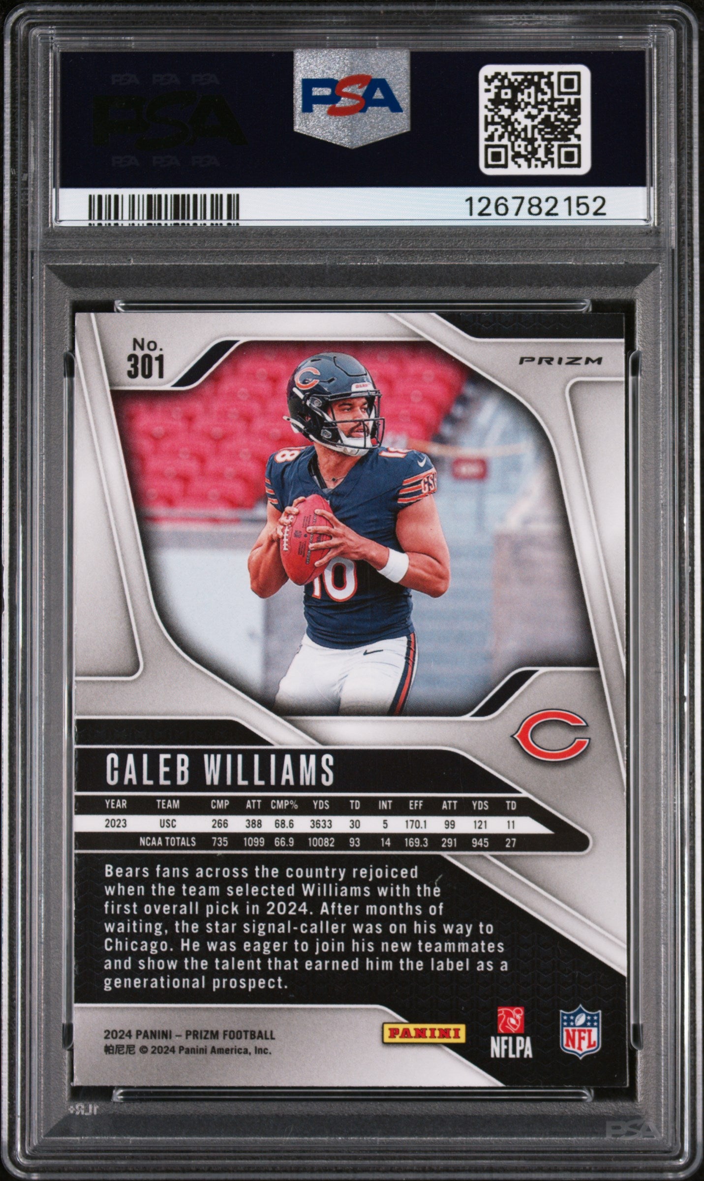 2024 Panini Prizm Neon Green Pulsar Caleb Williams #301 PSA 9