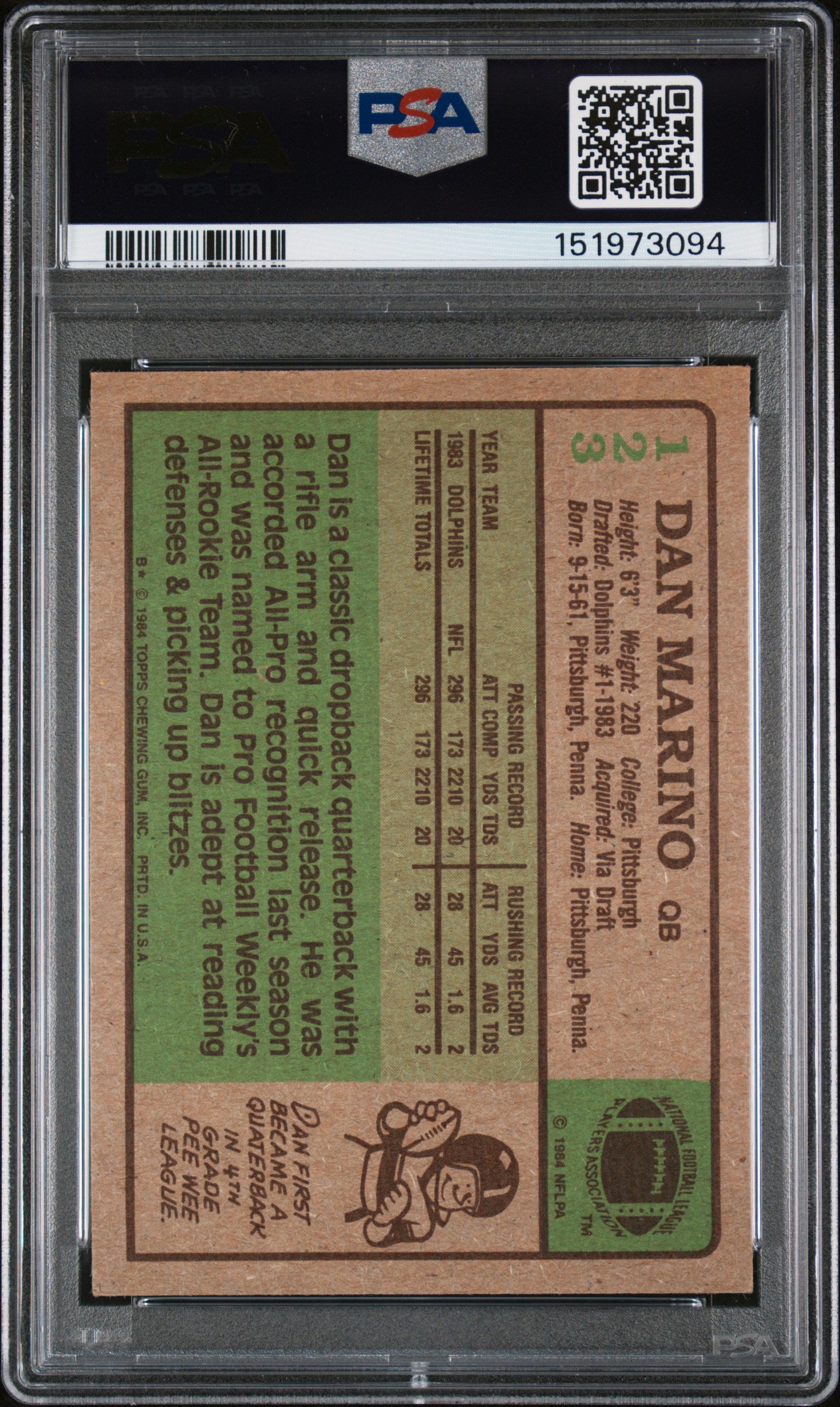 1984 Topps Dan Marino #123 PSA 5