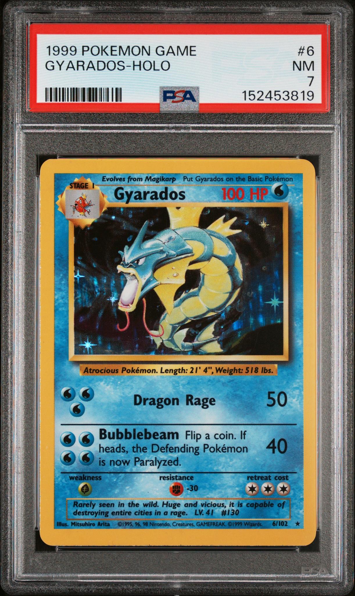 1999 Pokemon Base Set Holo Gyarados #6 PSA 7