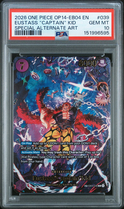One Piece Eustass "Captain" Kid OP14-EB04 #039 Special Alternate Art PSA 10