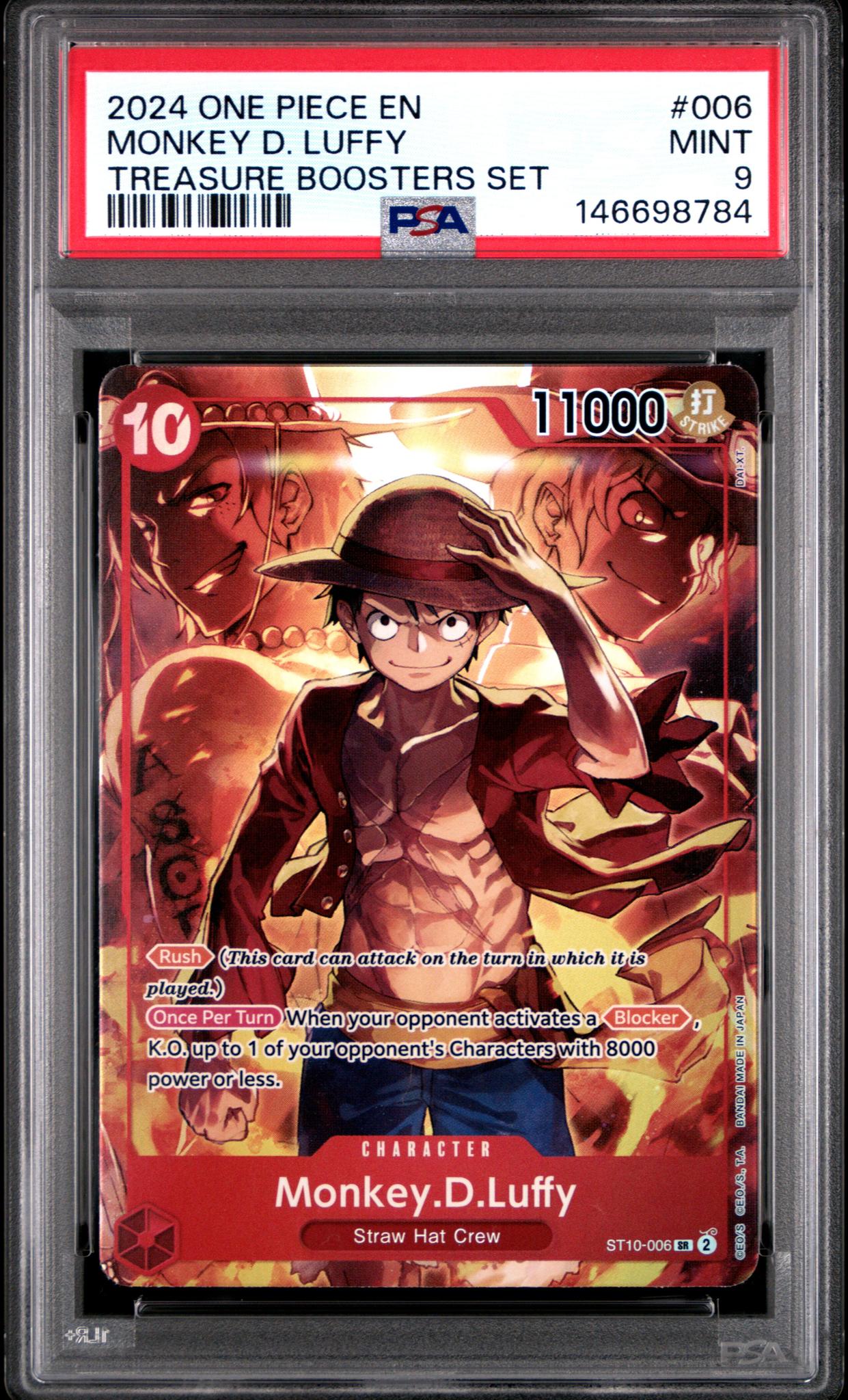 2024 One Piece Treasure Booster Monkey D. Luffy #ST10-006 PSA 9